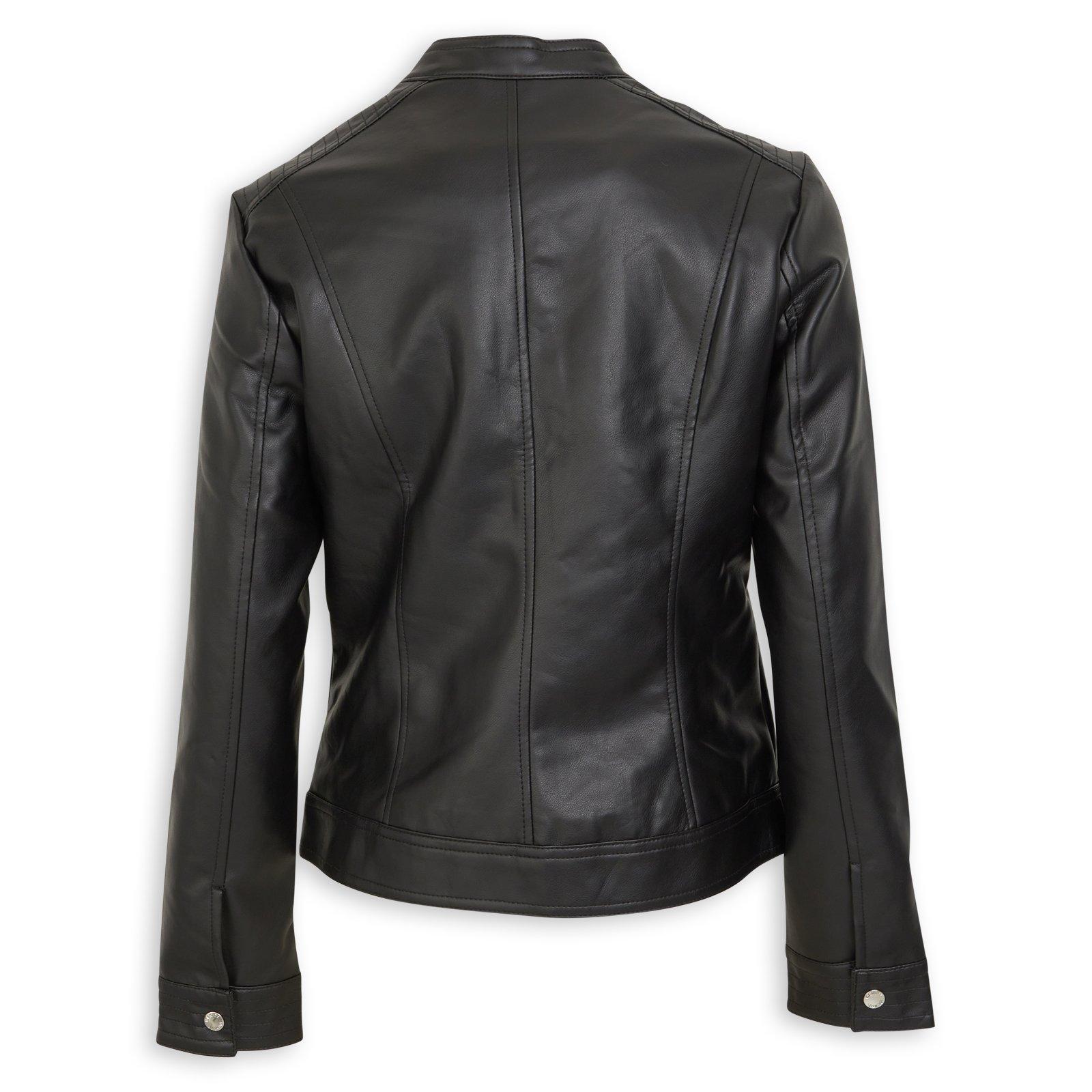 Black Zip Pleather Biker Jacket (3235553) | Identity