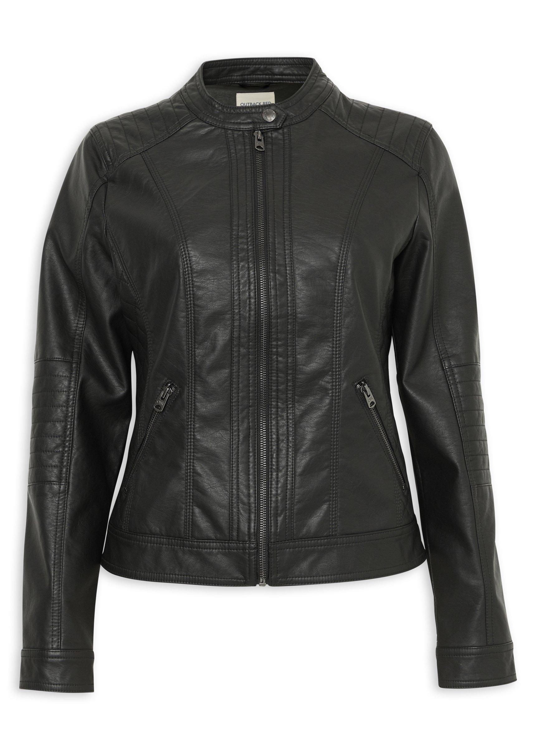 Black Faux-Leather Biker Jacket (3235631) | OUTBACK RED