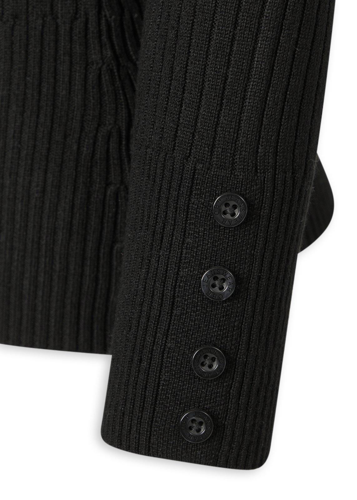 Black Ribbed Poloneck Jersey (3235763) | OUTBACK RED