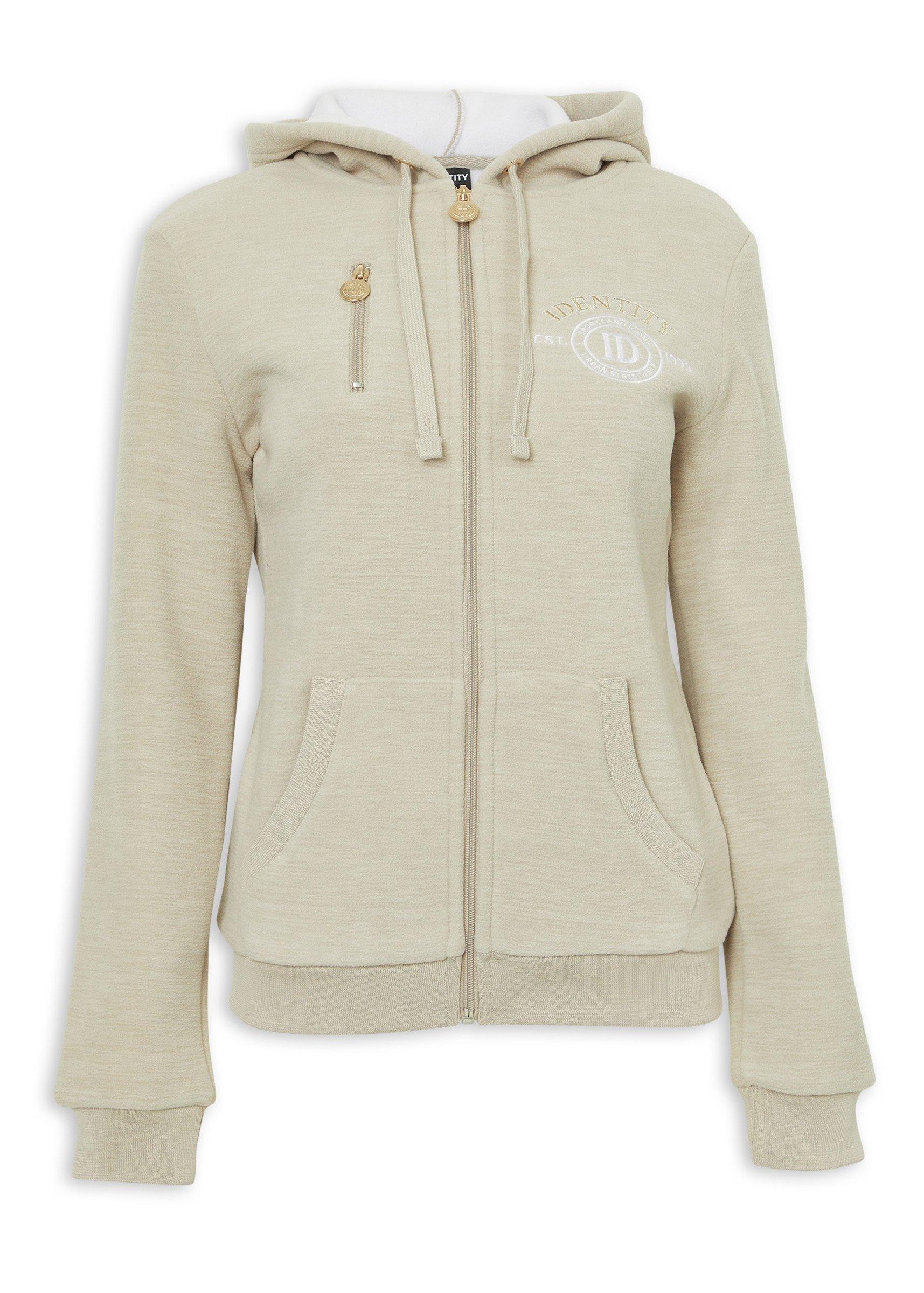 Beige Zip-Up Logo Hoodie (3235832) | Identity