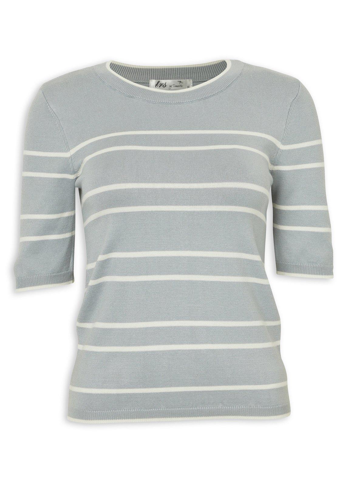 トップス  have a good time SUMMER KNIT L Blue and White Striped Knit Top (3236131) | Inwear