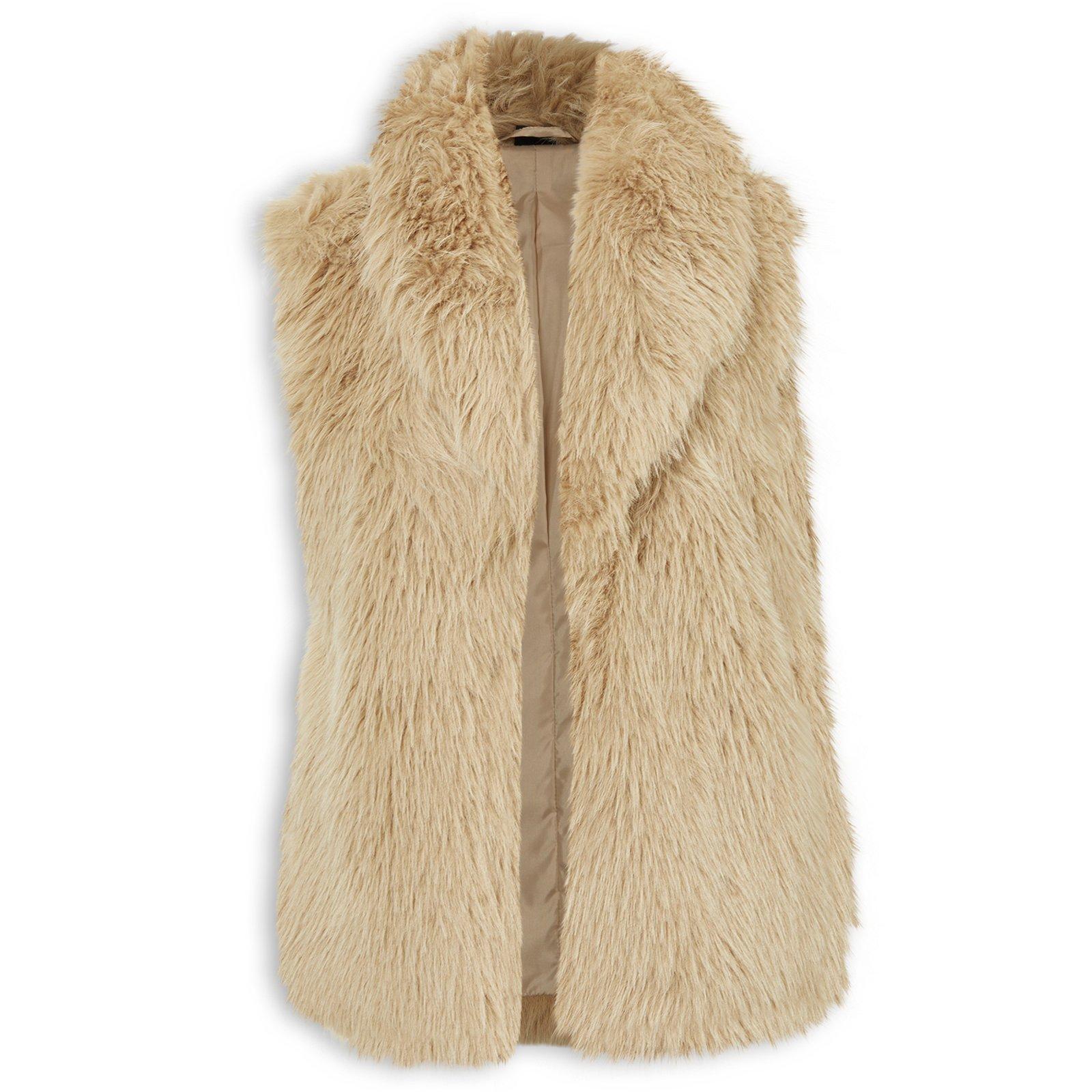 Stone Longer Pile Faux Fur Gilet (3236132) | Identity