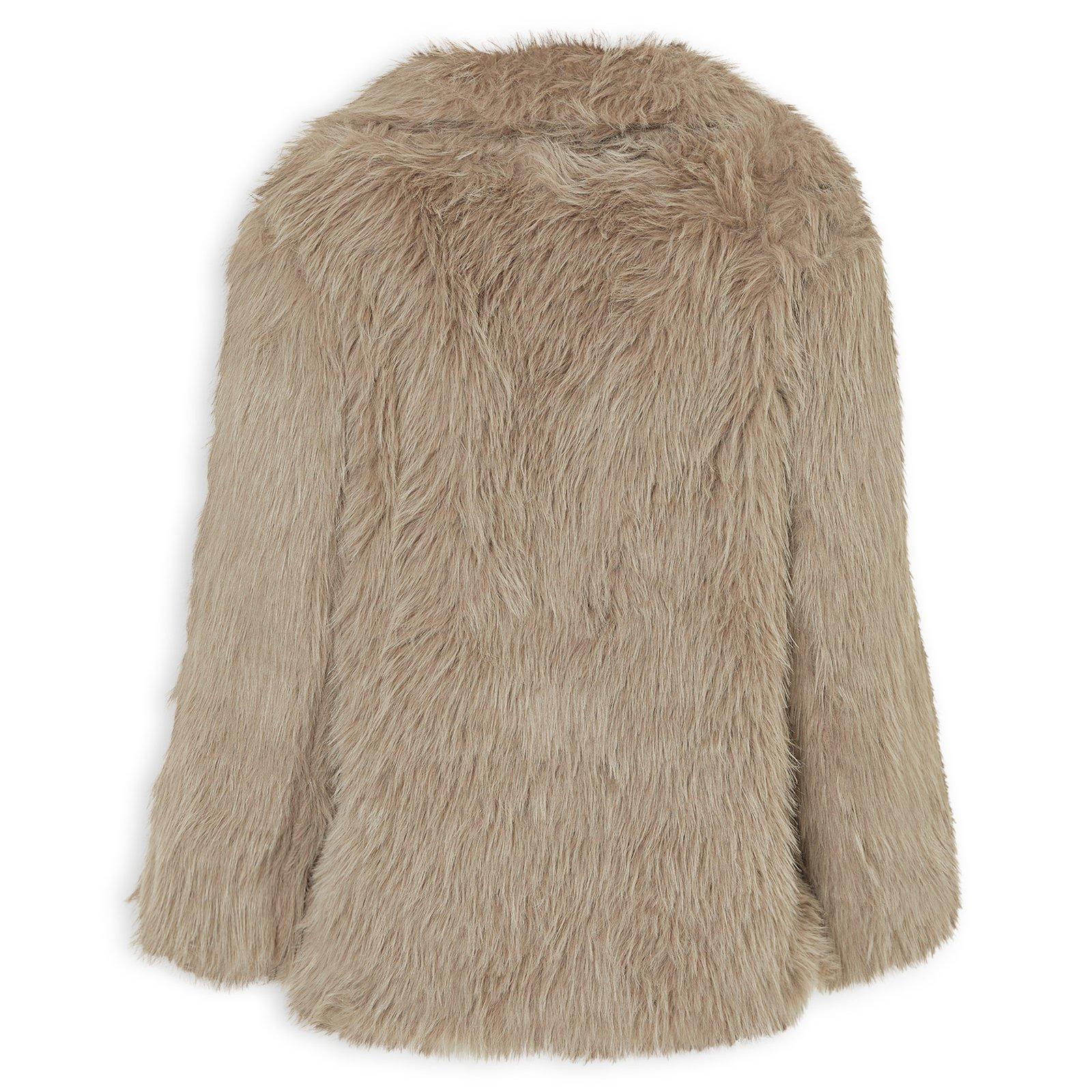 タケ③ Mocha Longer Pile Fur Jacket (3236194) | Identity