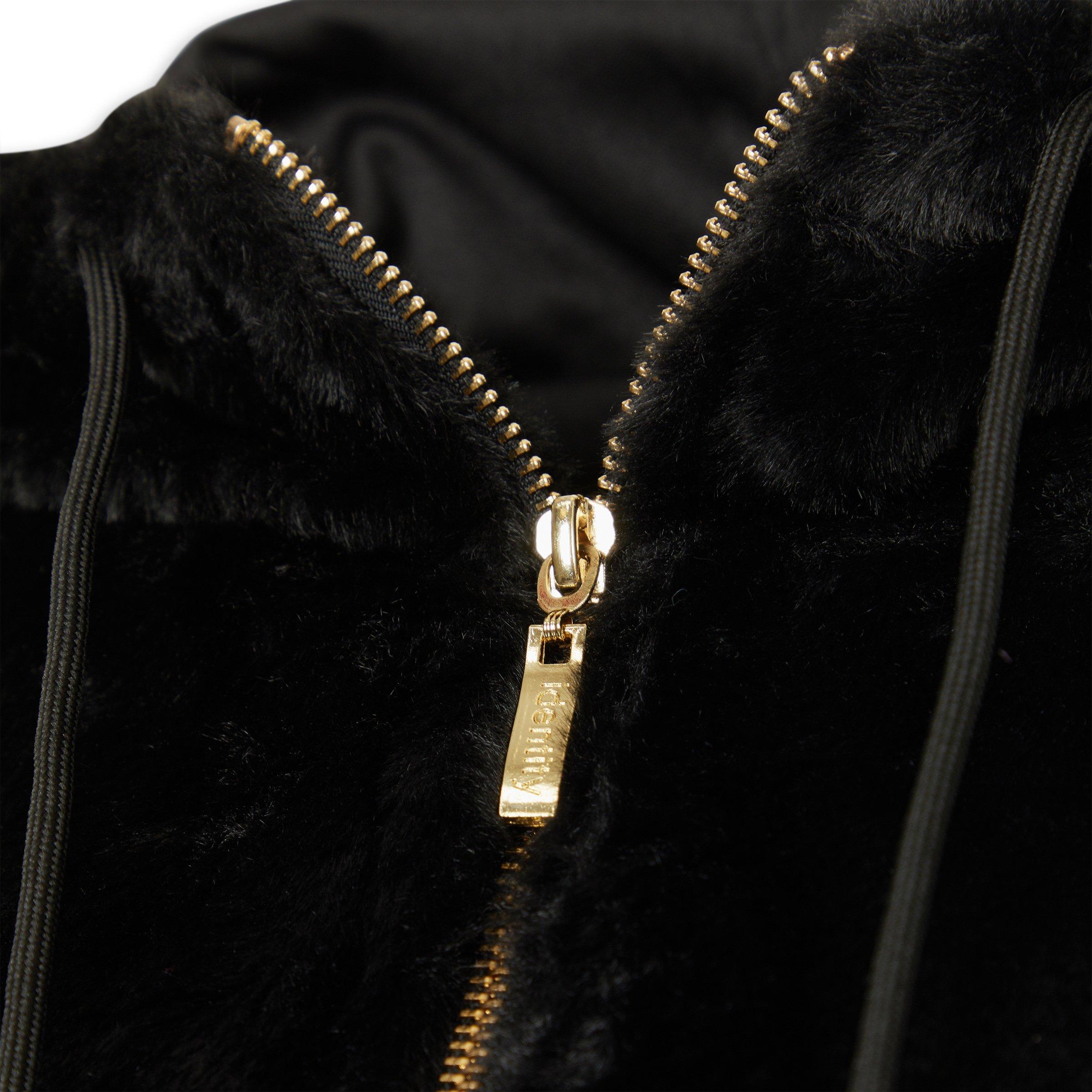 Black Faux Fur Hoodie (3236425) | Identity