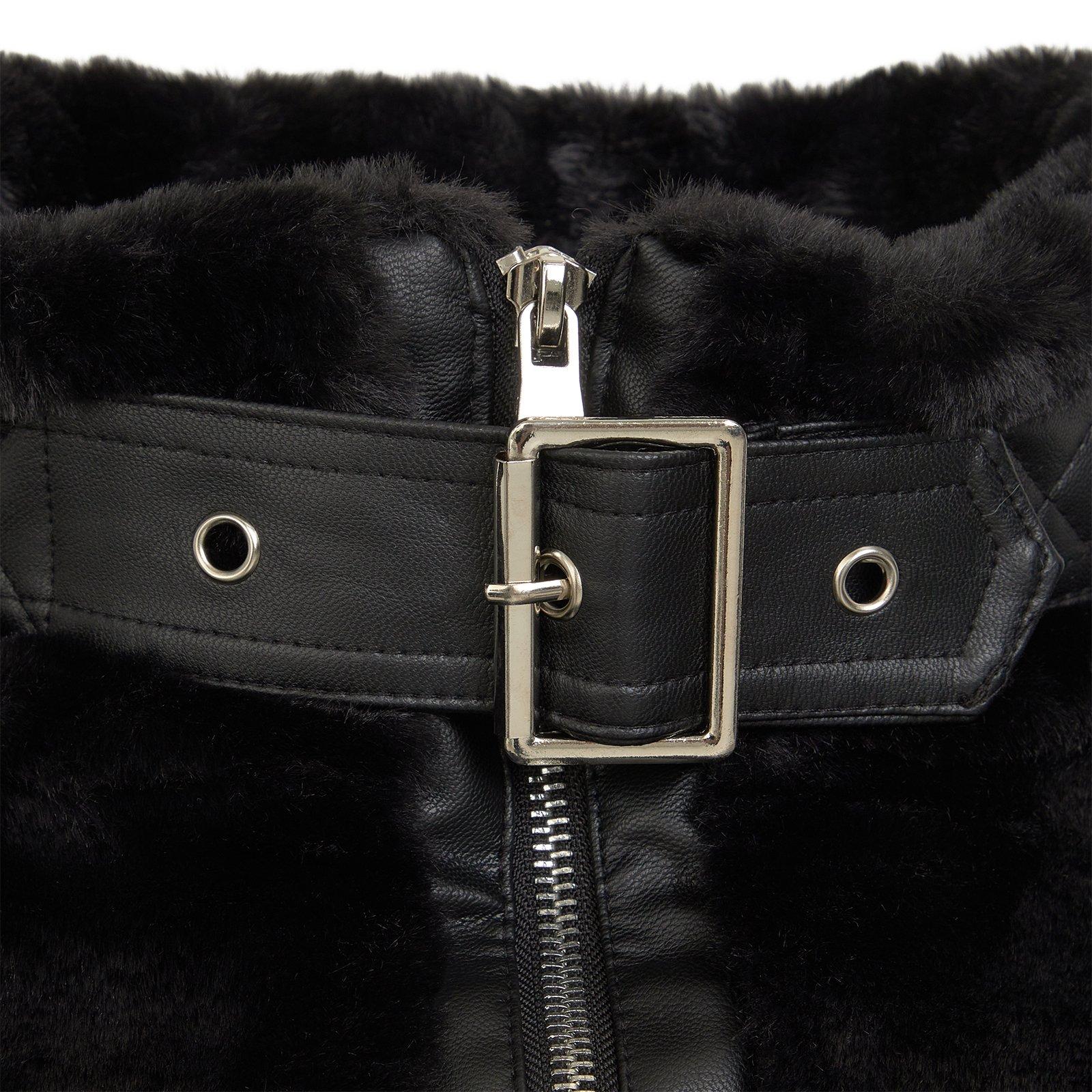 Black Buckle Detail Fur Jacket (3236427) | Identity