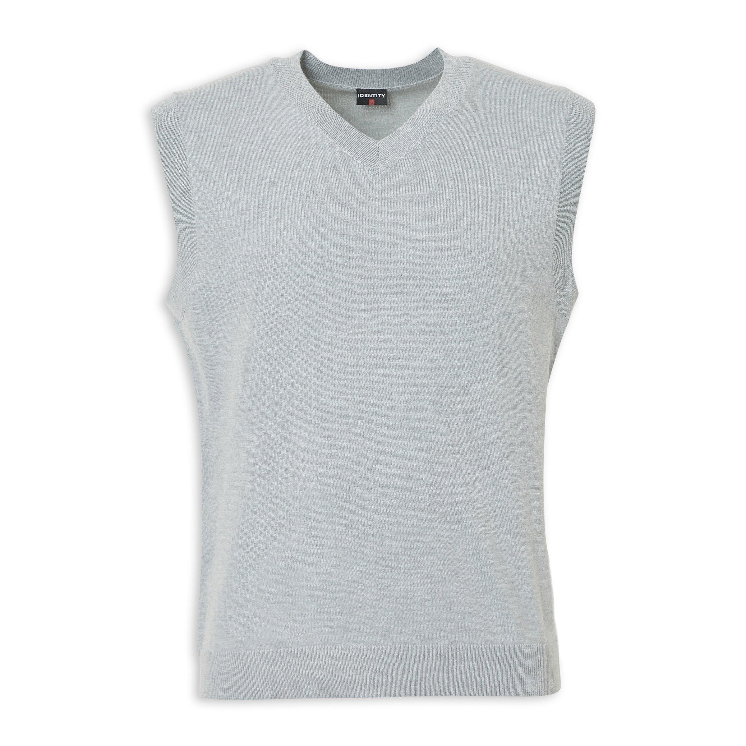 Grey V-Neck Knit Vest (3236459) | Identity