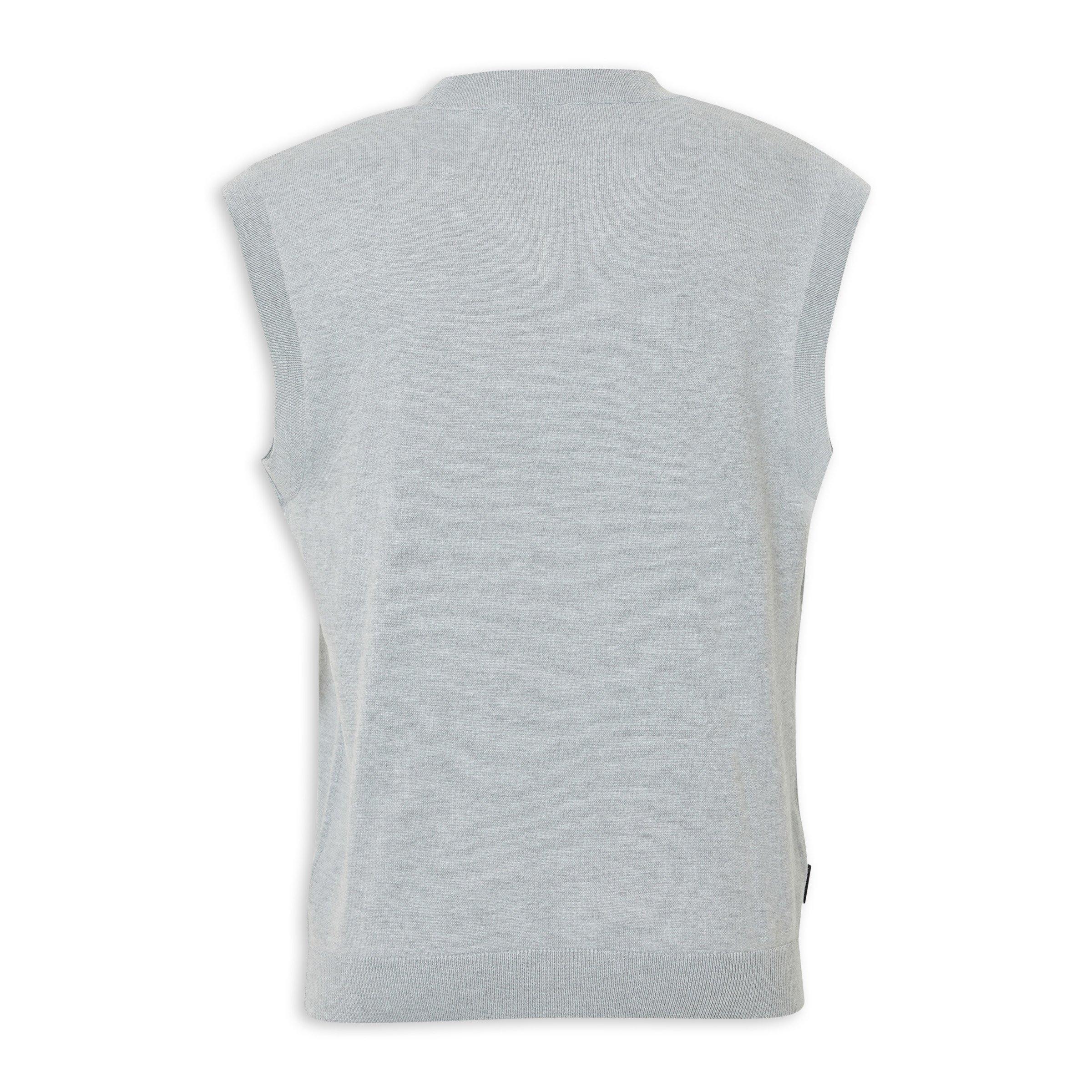 Grey V-Neck Knit Vest (3236459) | Identity