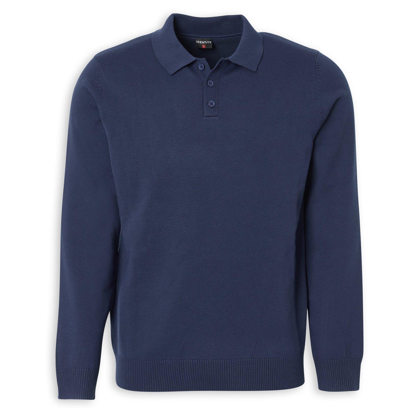 Navy Button Up Golfer Top (3236462) | Identity