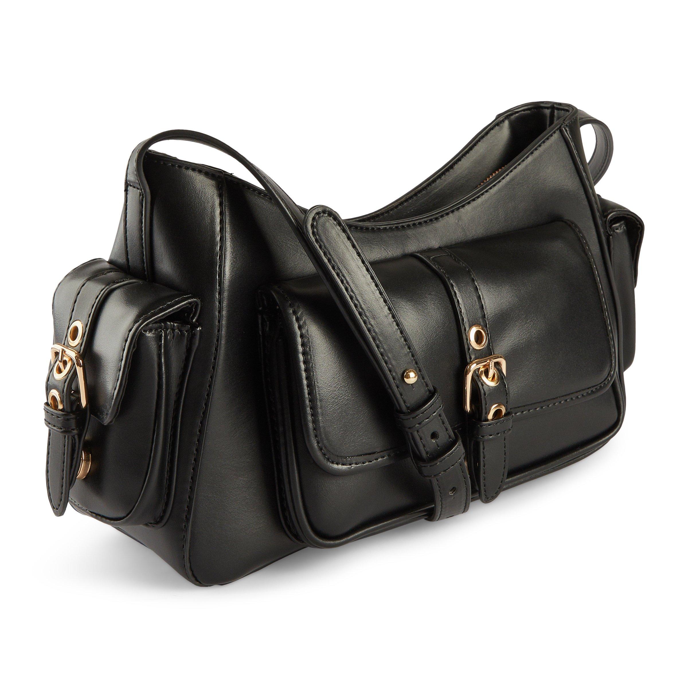 Black Faux Leather Multi-Pocket Handbag (3236491) | Truworths