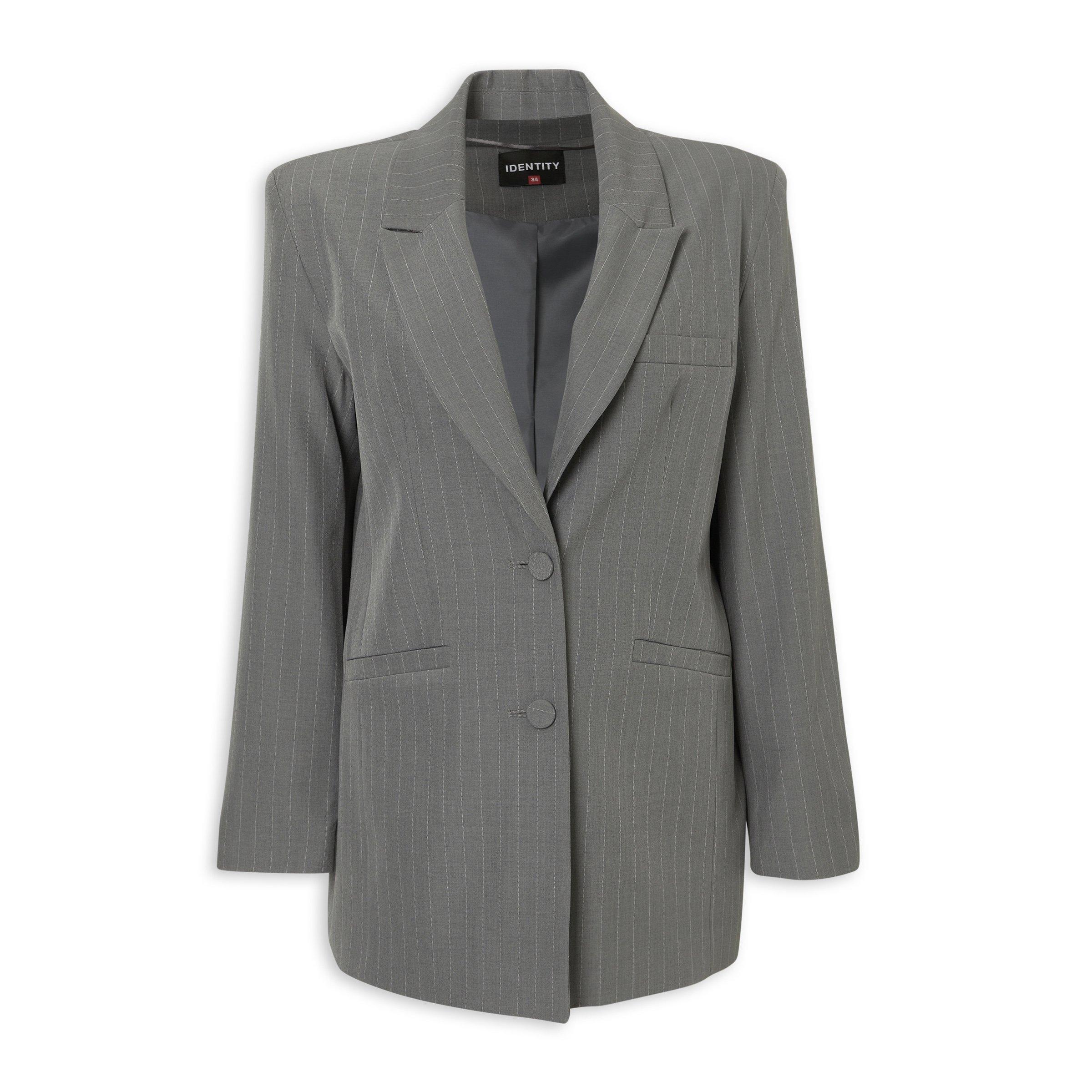 Grey Pinstripe Tailored Blazer (3236562) | Identity