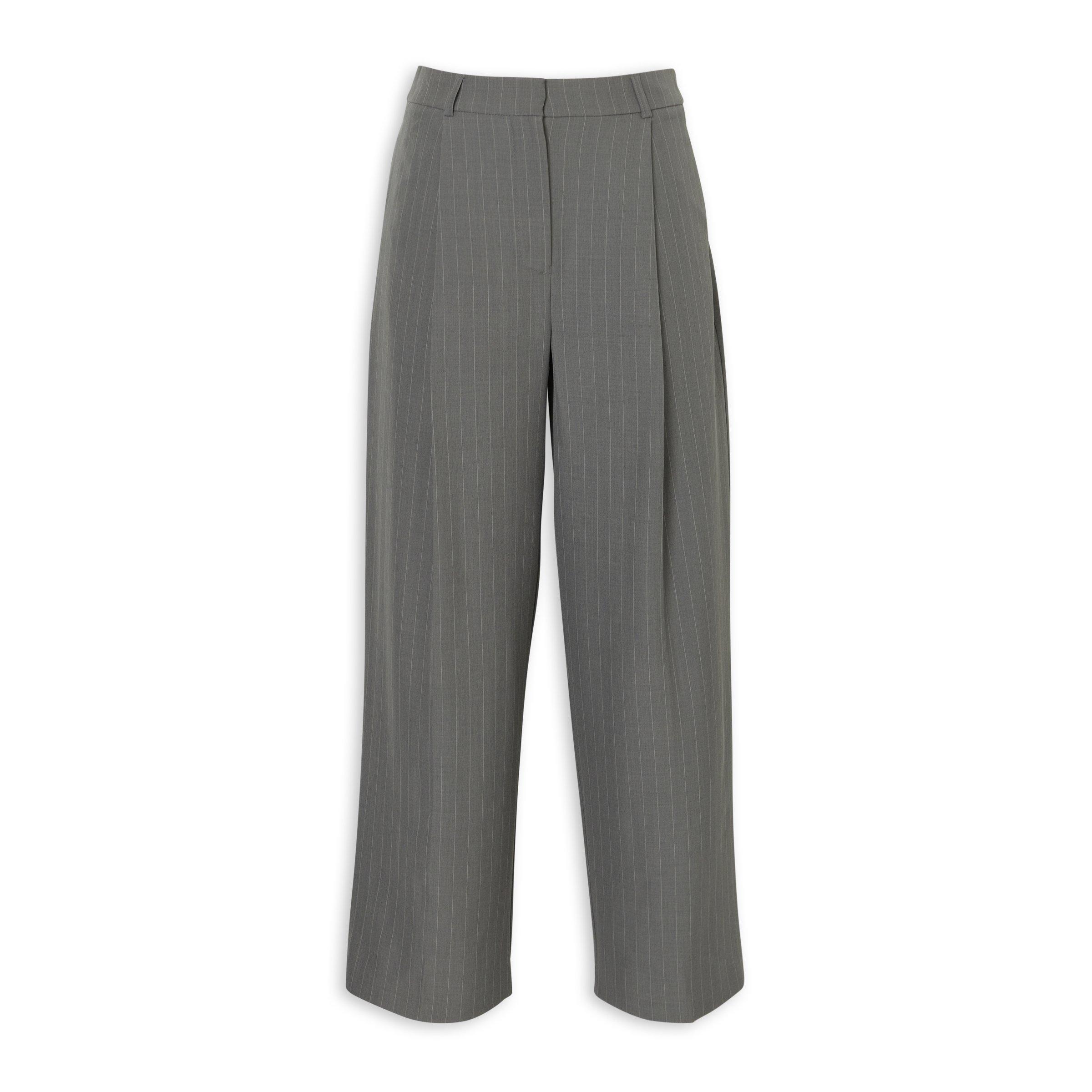 Grey Pinstripe Wide-Leg Pants (3236564) | Identity
