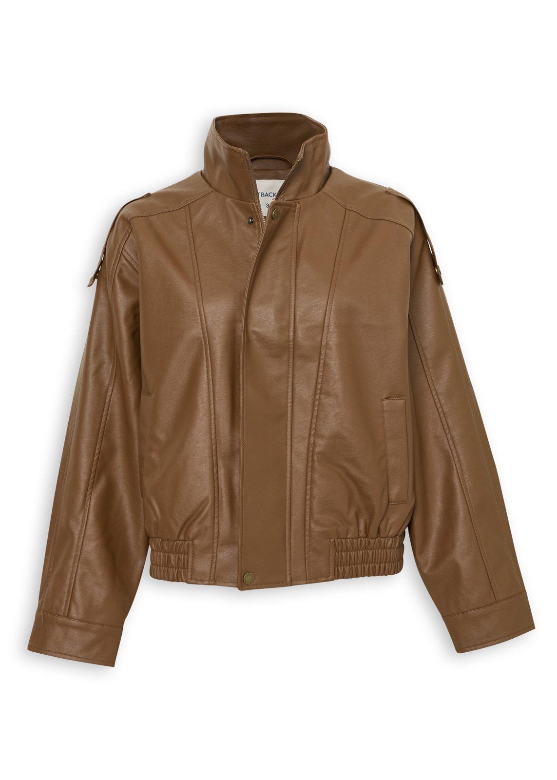 Tan Pleather Bomber Jacket (3236625) | OUTBACK RED