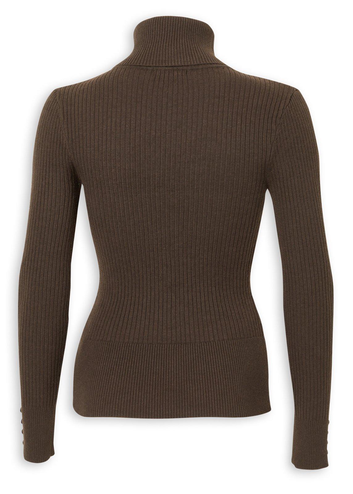 Chocolate 4x2 Rib Poloneck Top (3236711) | Truworths