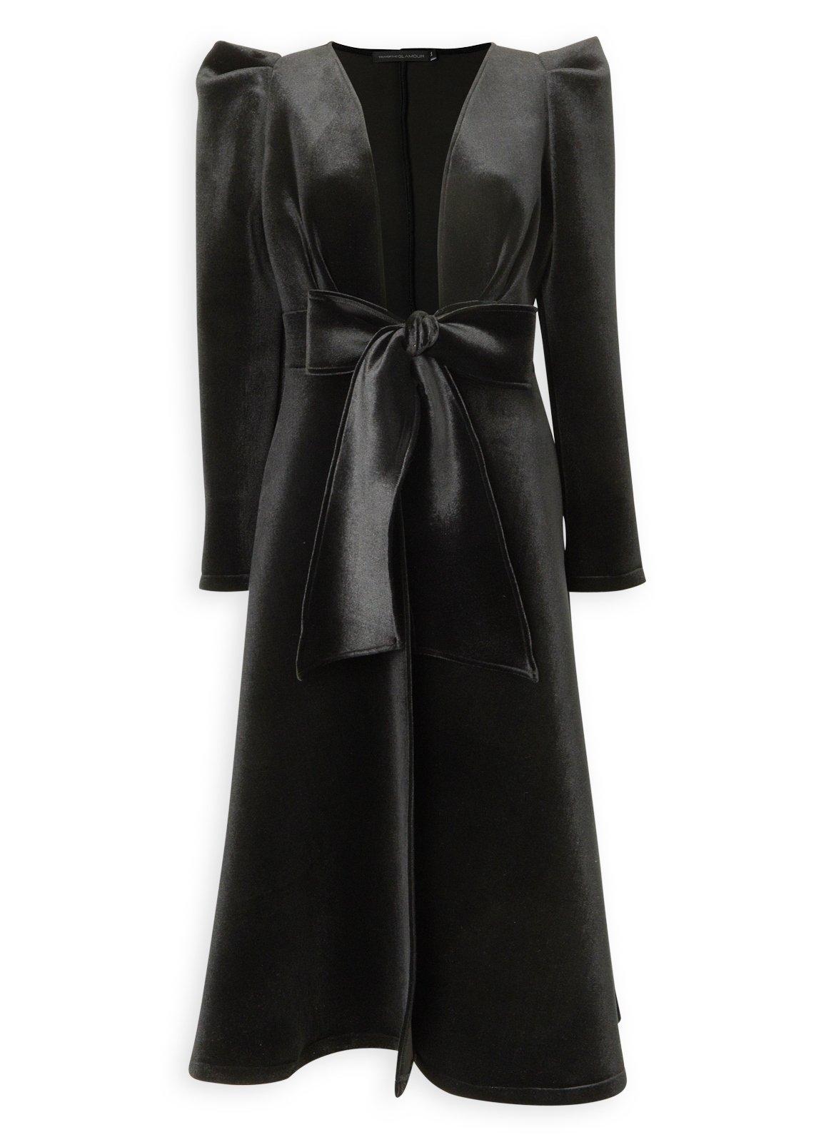 Black Bonded Velour Coat (3236807) | Essence