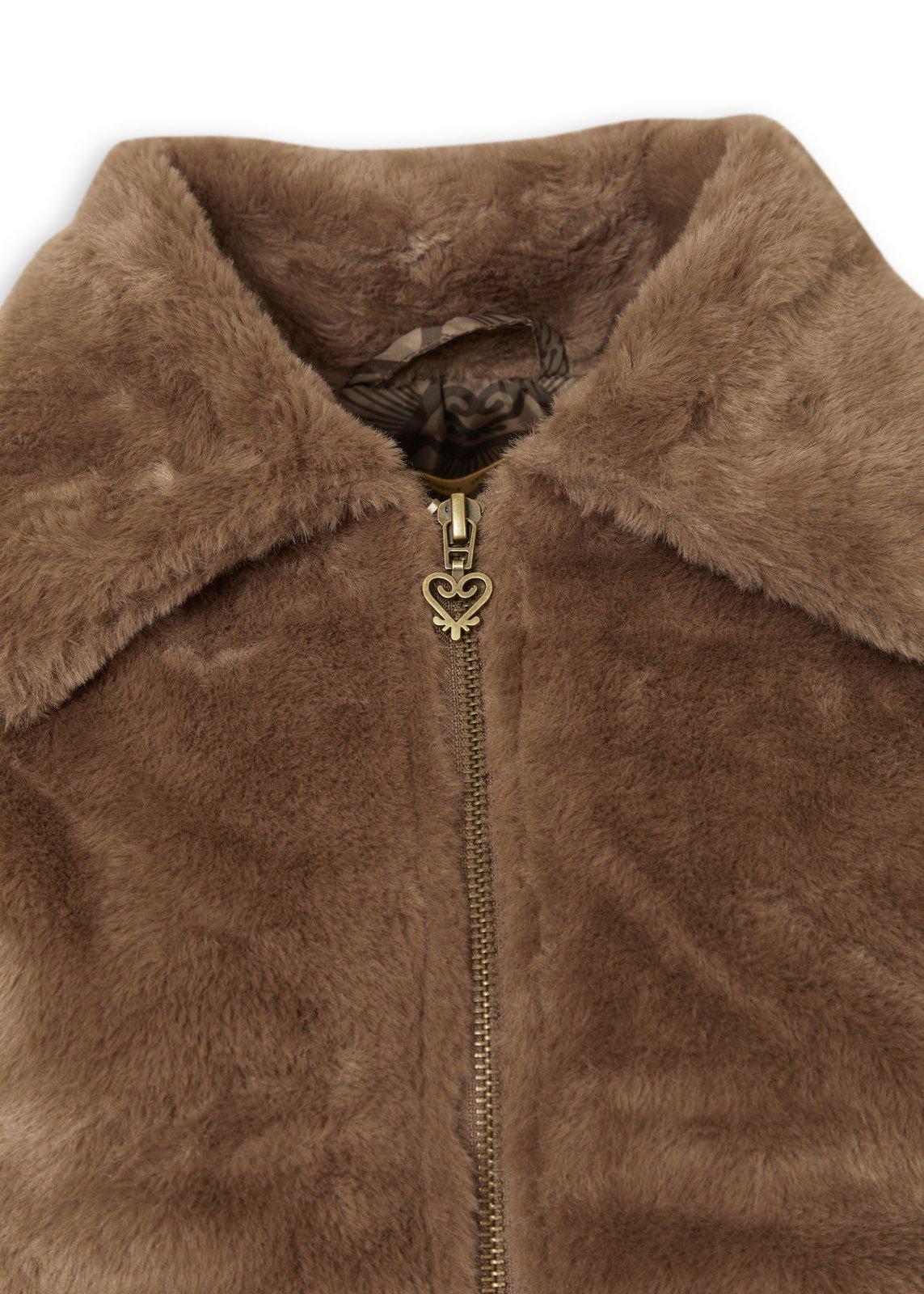 Brown Faux Fur Zip Through Jacket (3236959) | Ginger Mary