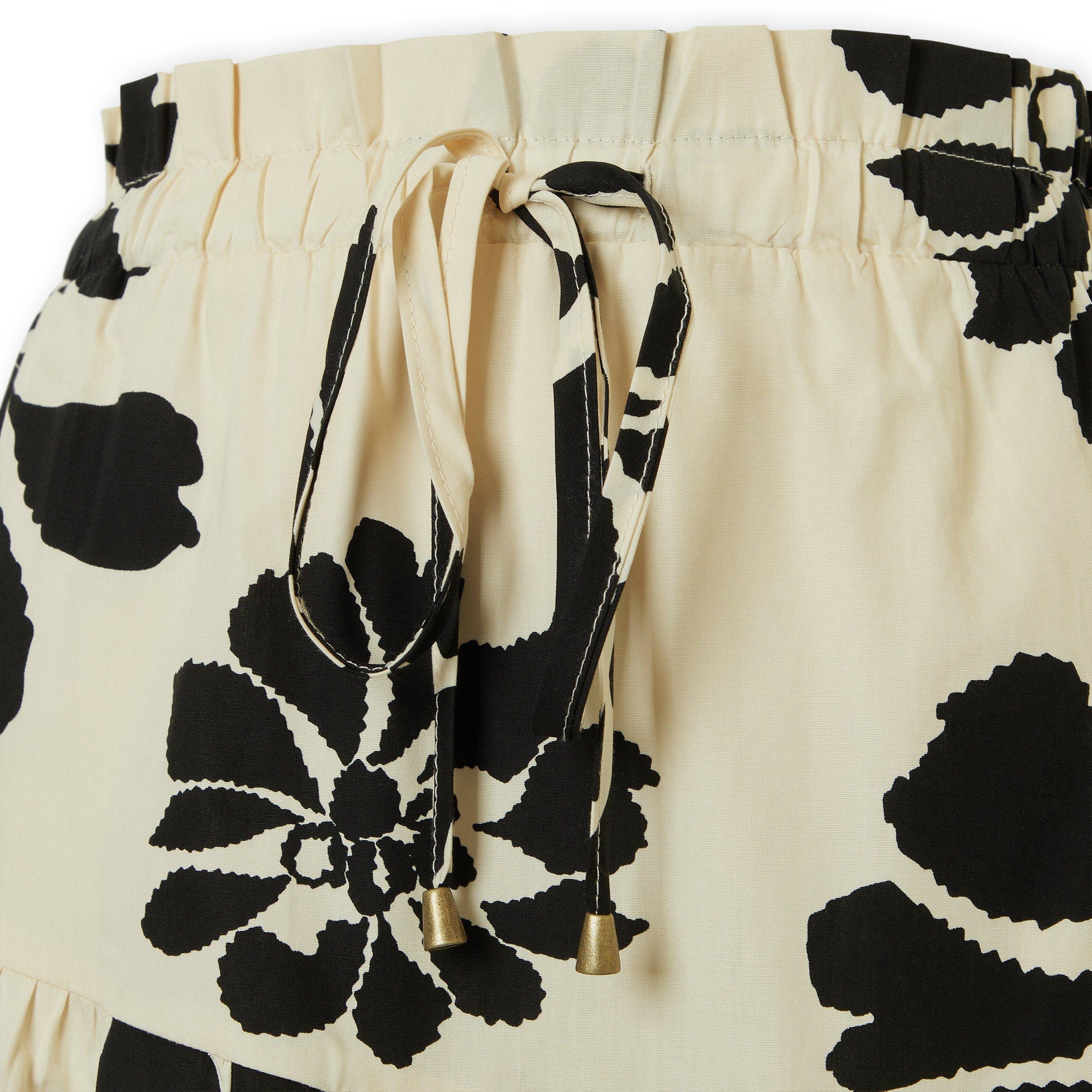 Ecru & Black Floral Skirt (3237085) | X&O Ladies