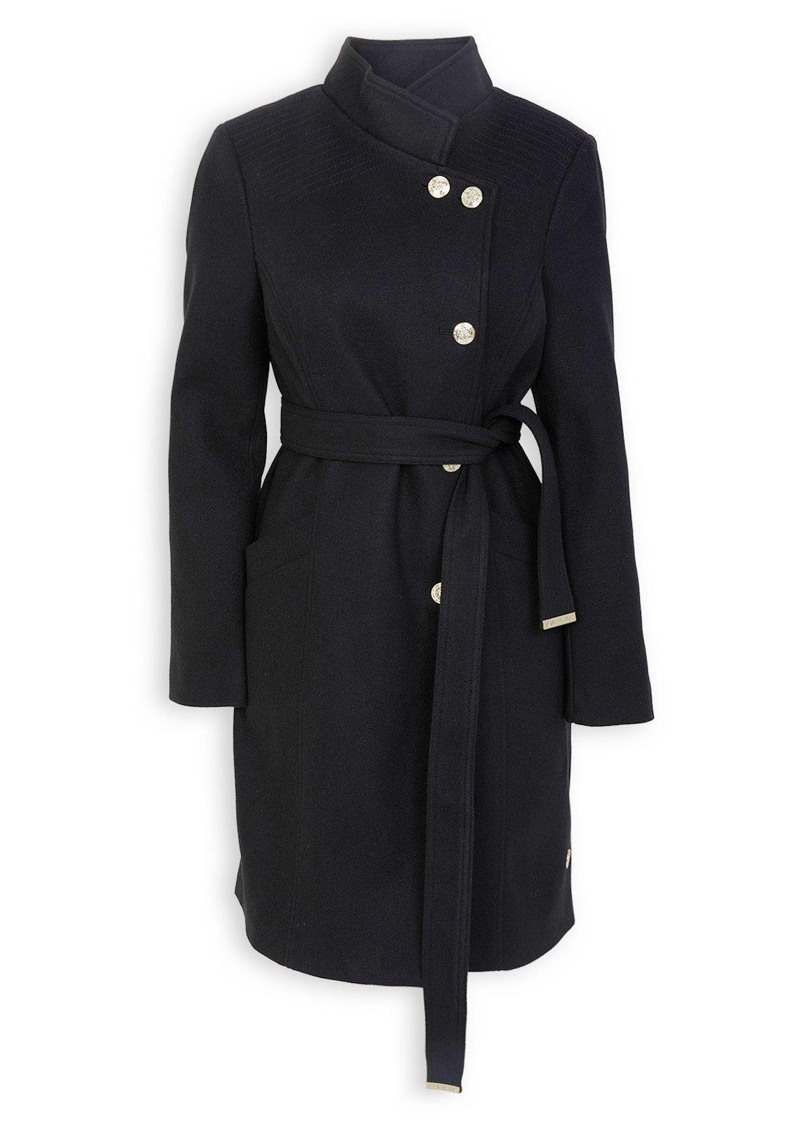 Black Melton Funnel Neck Coat (3237560) | Daniel Hechter