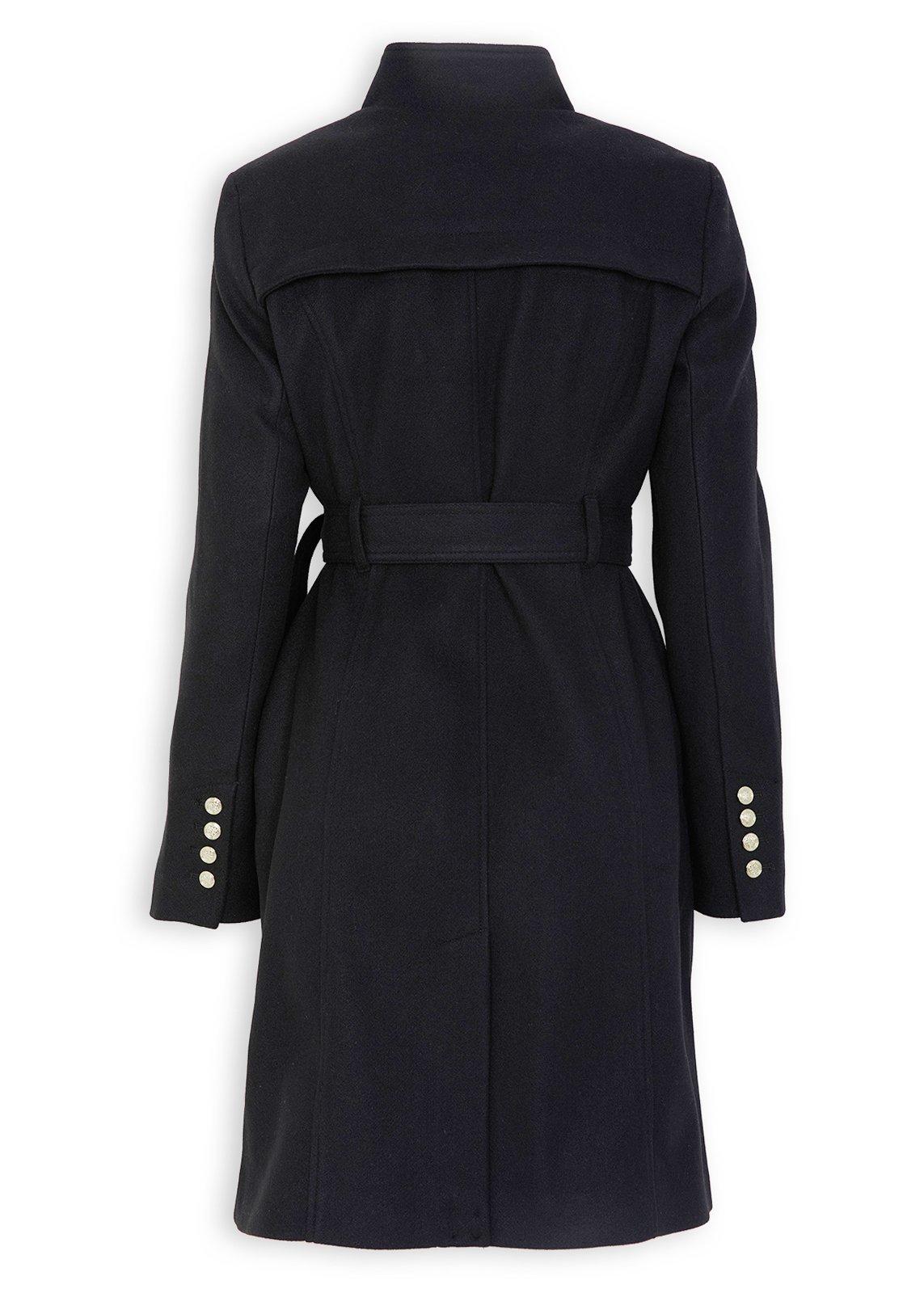 Black Melton Funnel Neck Coat (3237560) | Daniel Hechter