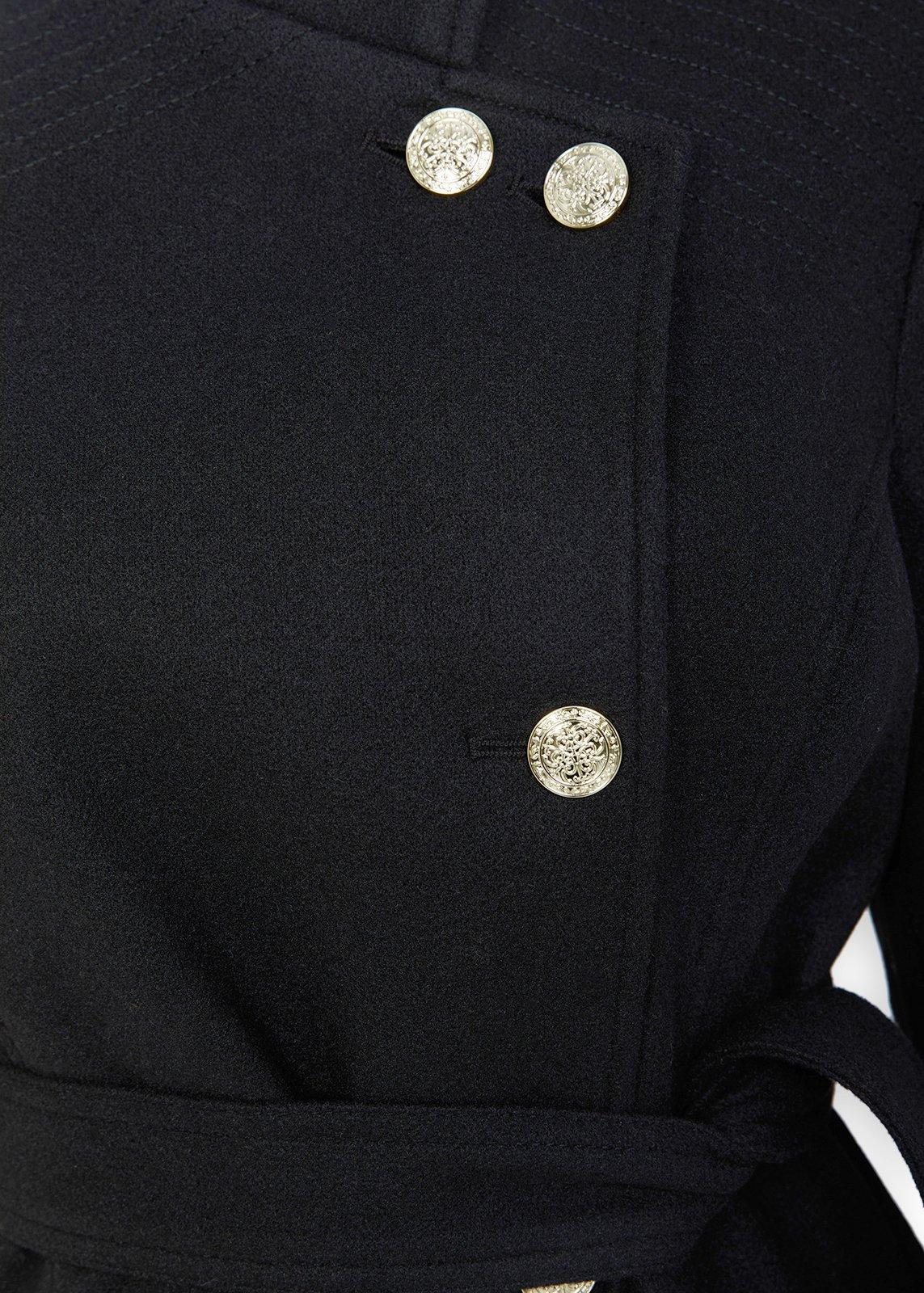 Black Melton Funnel Neck Coat (3237560) | Daniel Hechter