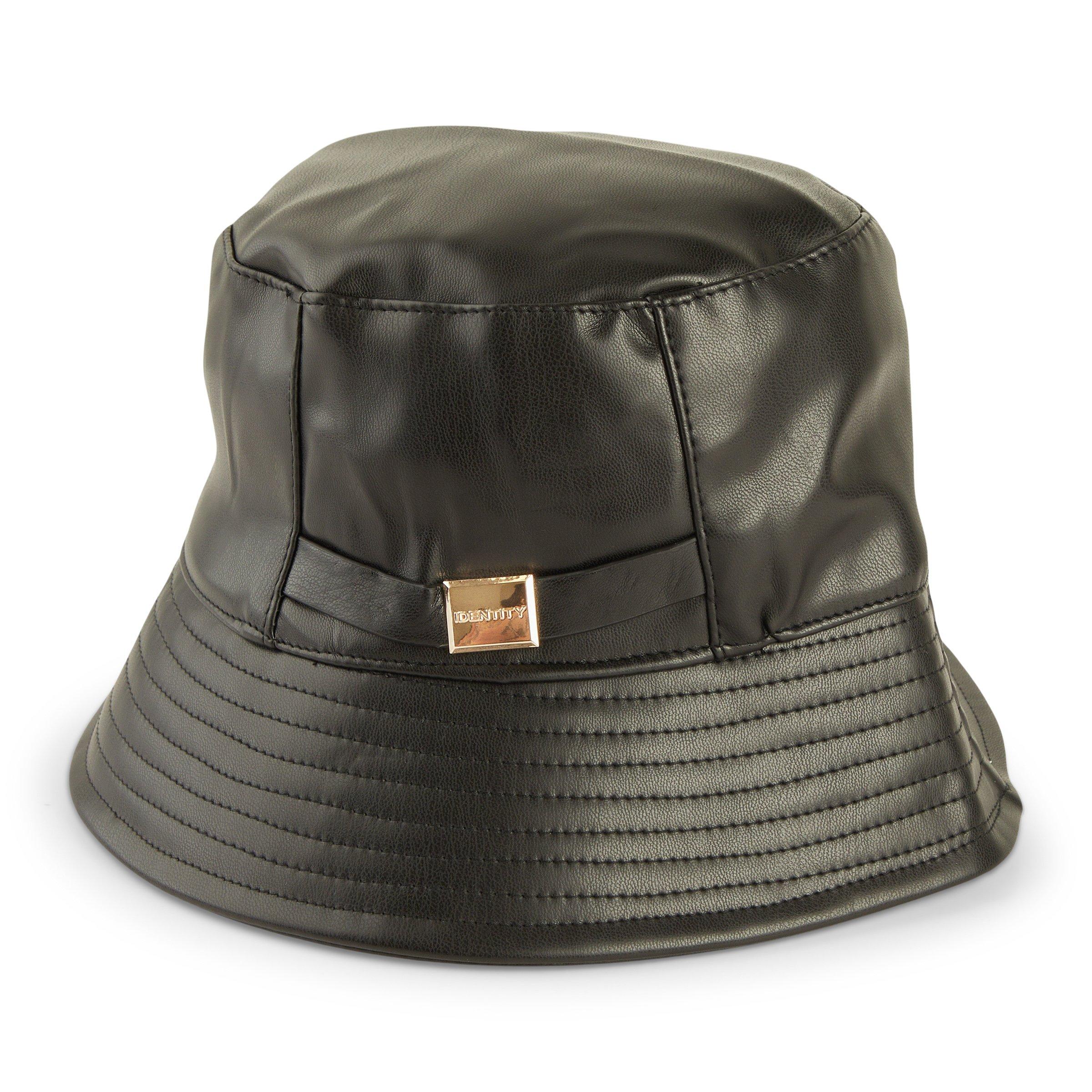 Black Faux Leather Bucket Hat (3237872) | Identity