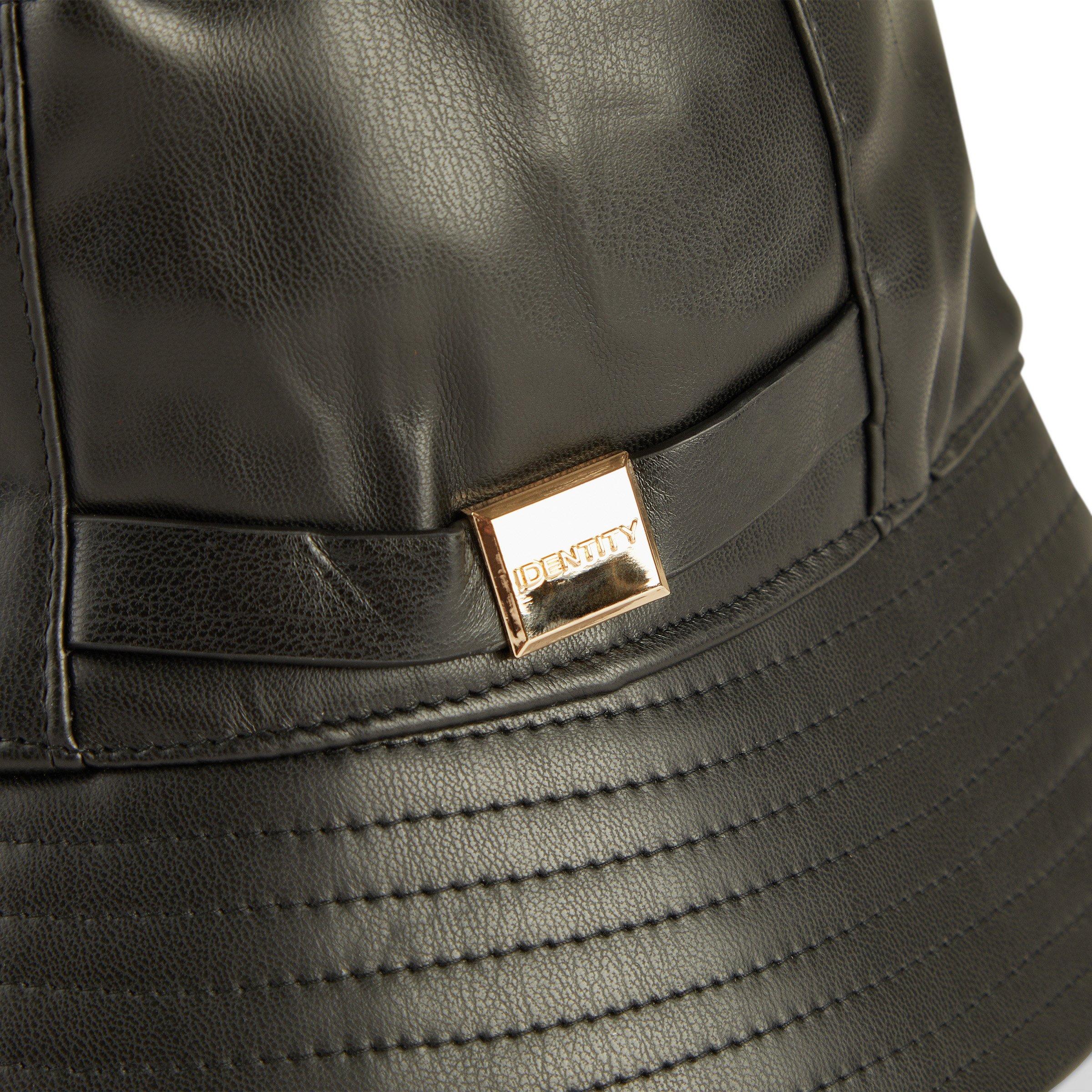 Black Faux Leather Bucket Hat (3237872) | Identity