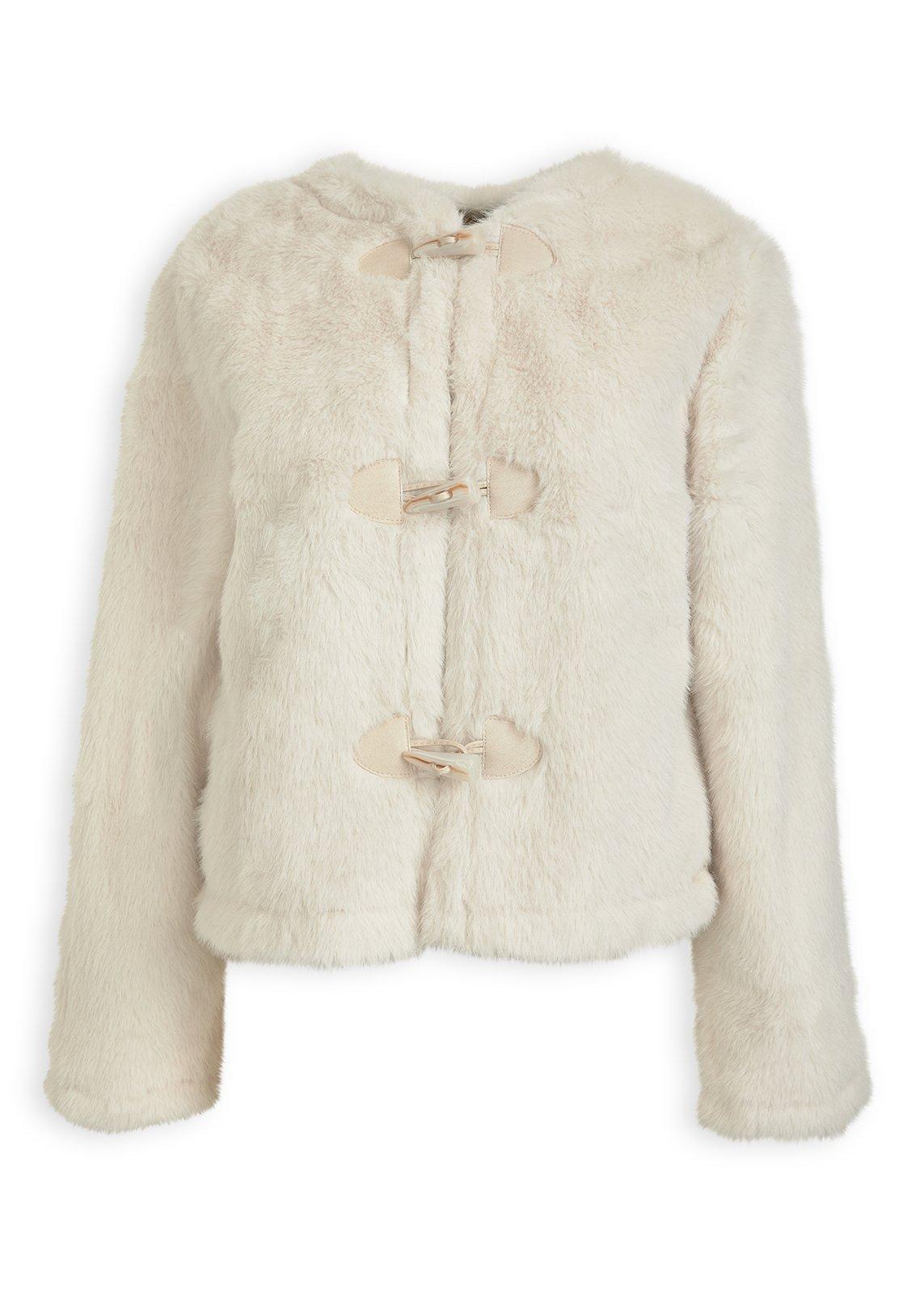 Beige Faux Fur Jacket with Suede Inner (3237877) | Ginger Mary