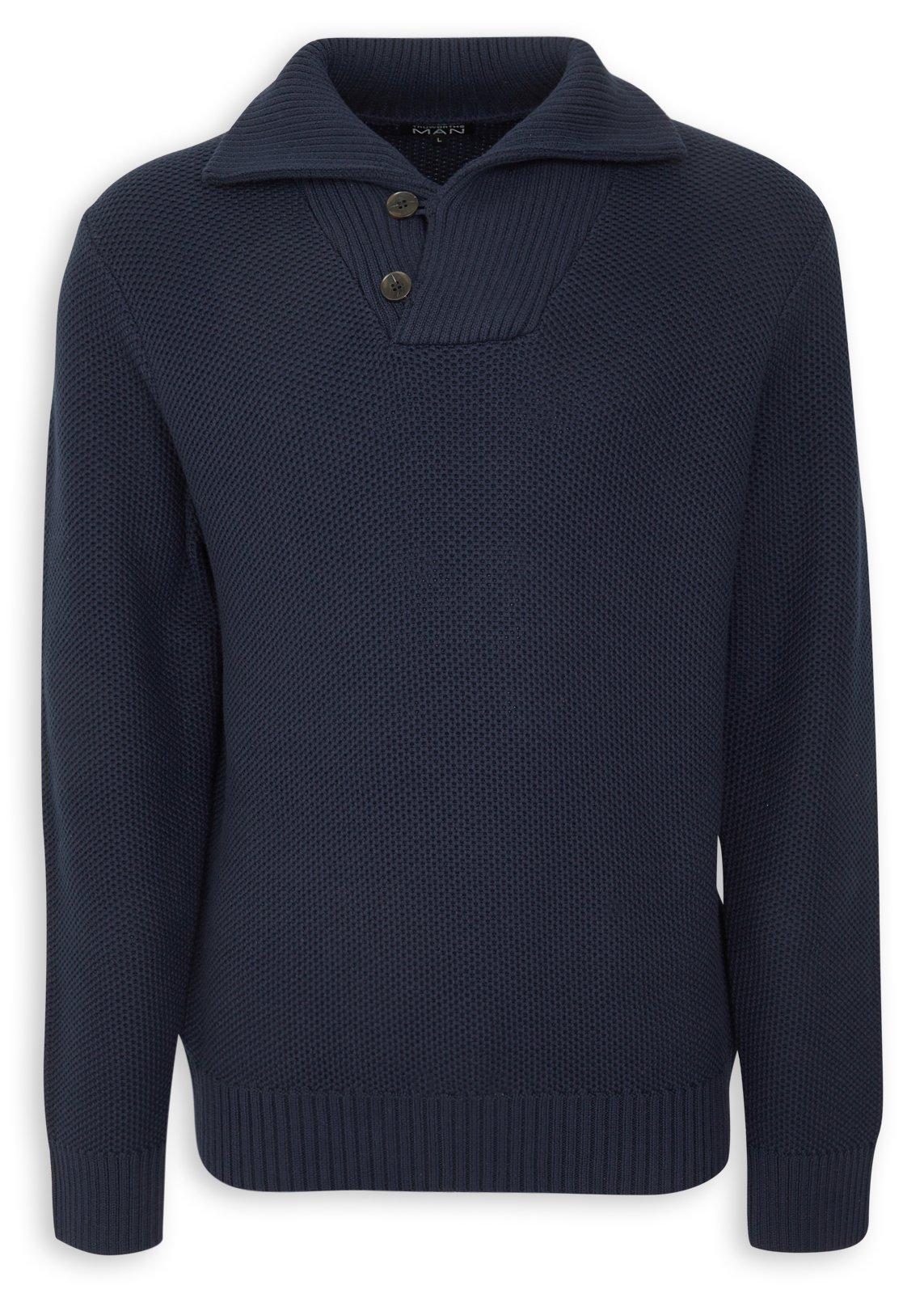 Navy Shawl Collar Knit Sweater (3238193) | Truworths Man