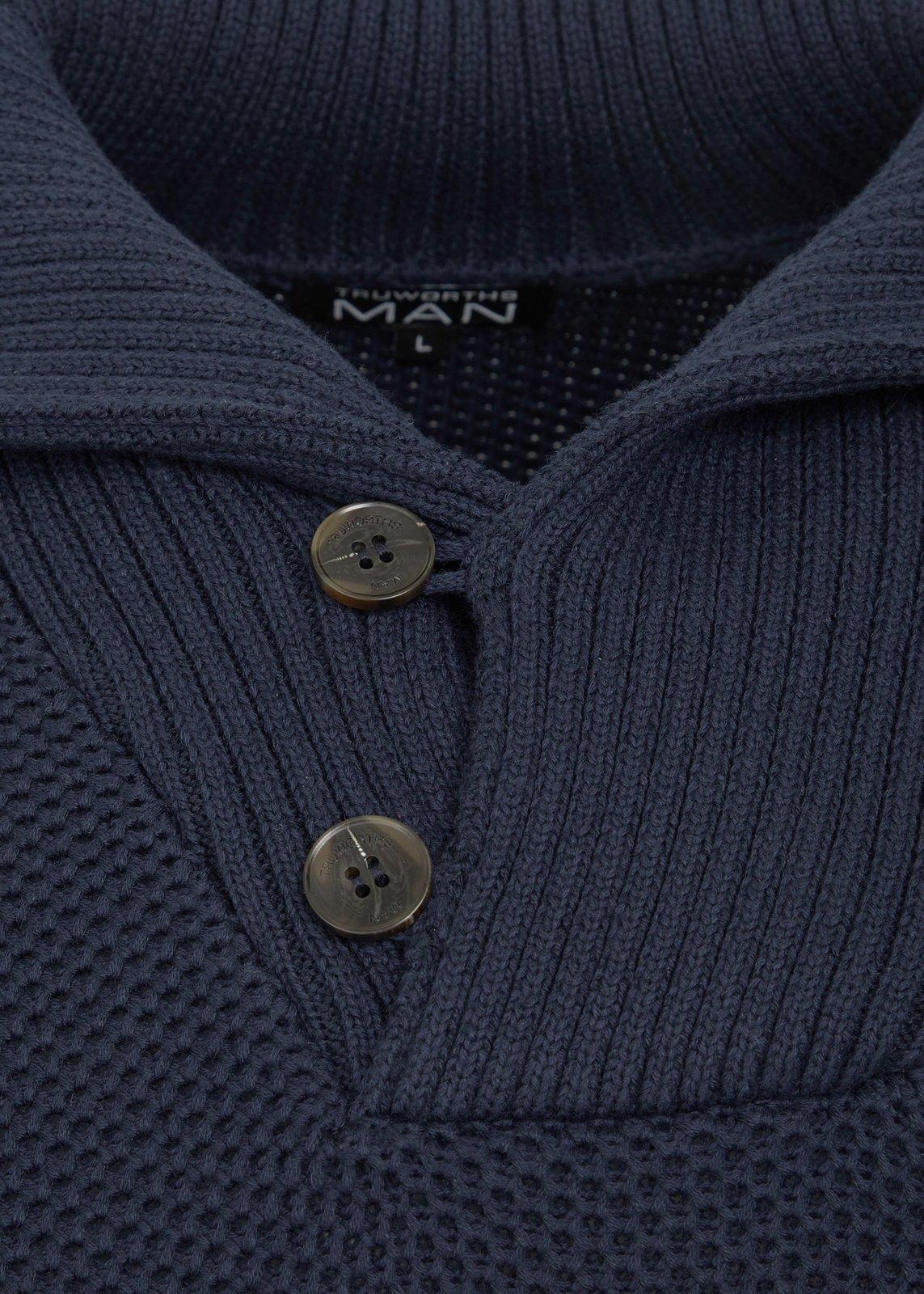 Navy Shawl Collar Knit Sweater (3238193) | Truworths Man