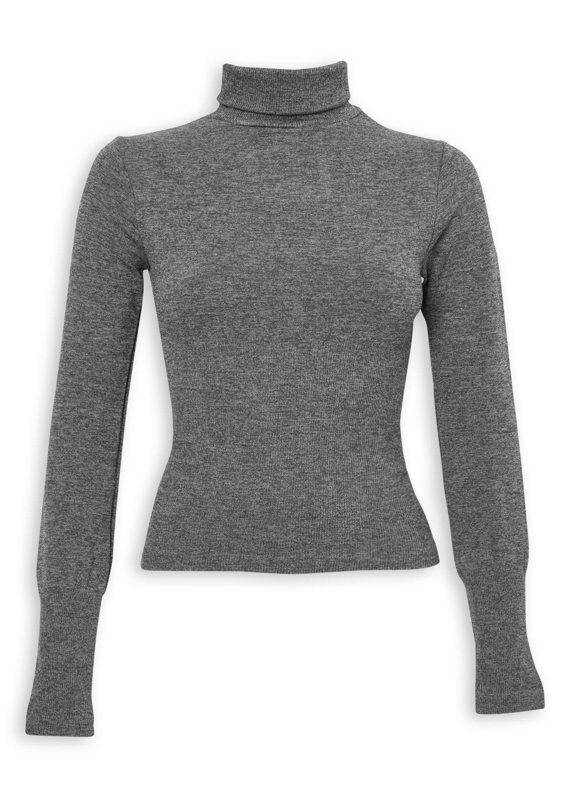 Charcoal Seamless Poloneck Top (3238290) | Basix