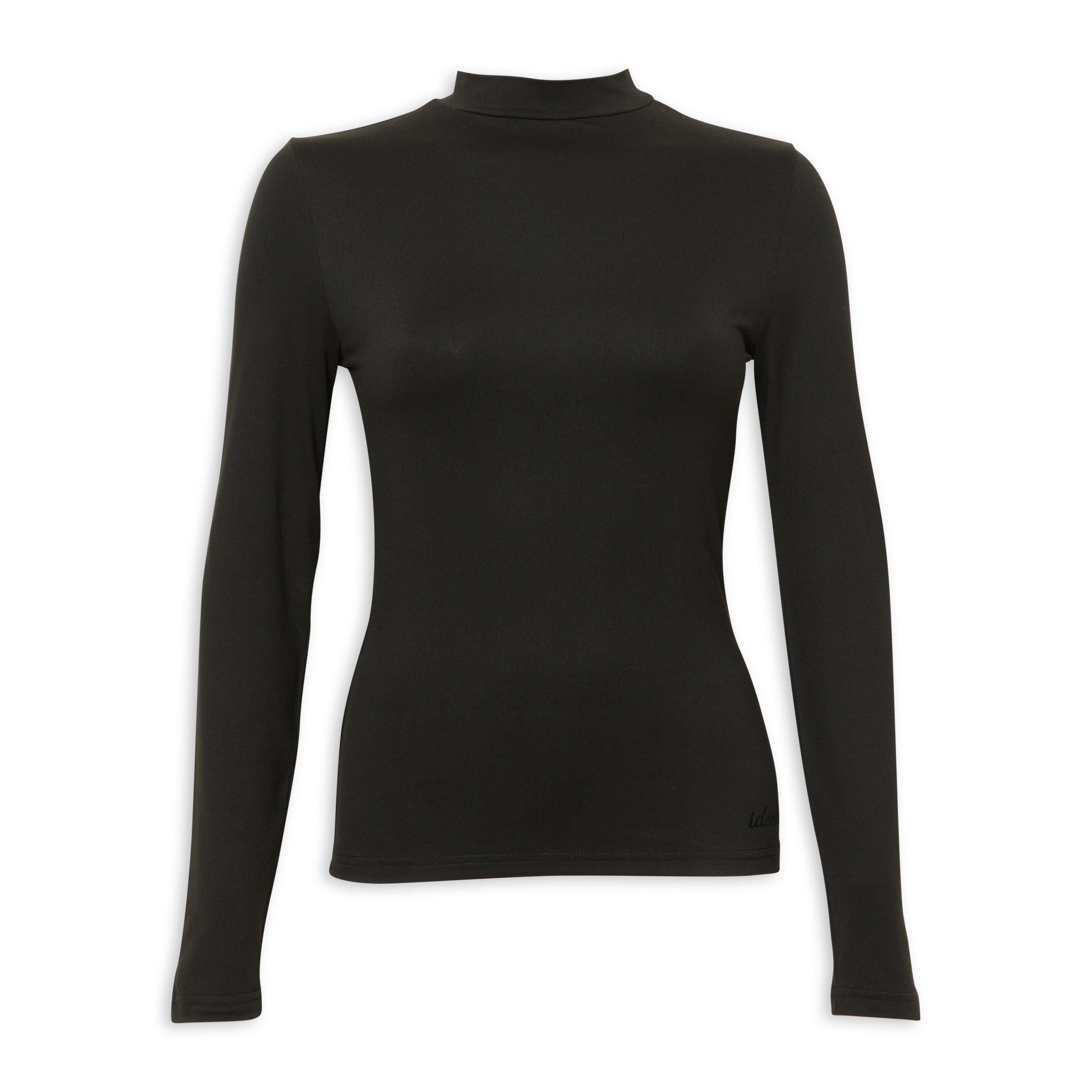 Black Mock Neck Long Sleeve T-shirt (3238313) | Identity