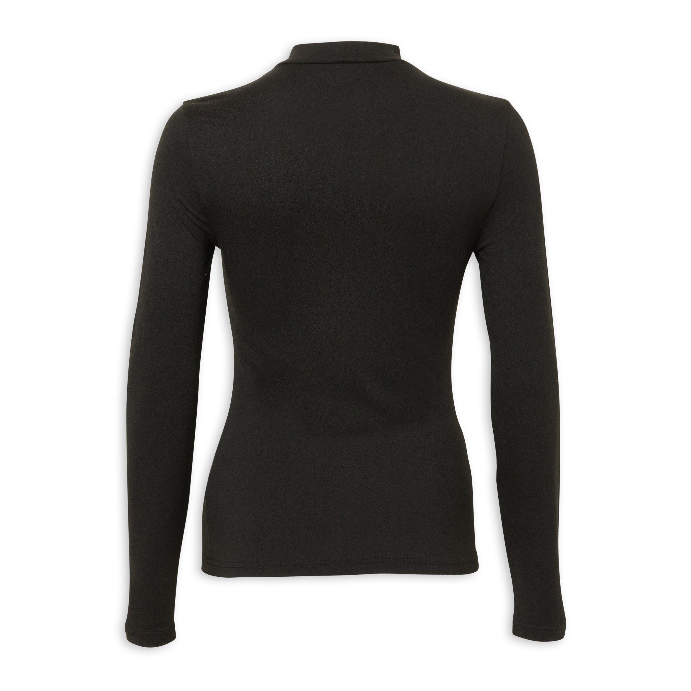 Black Mock Neck Long Sleeve T-shirt (3238313) | Identity