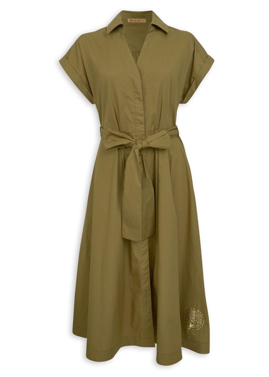midi shirt olive green utility dress