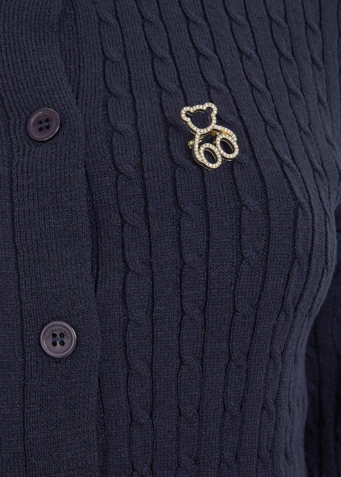 Navy Cabled Cardigan with Embroidery (3238513) | OUTBACK RED