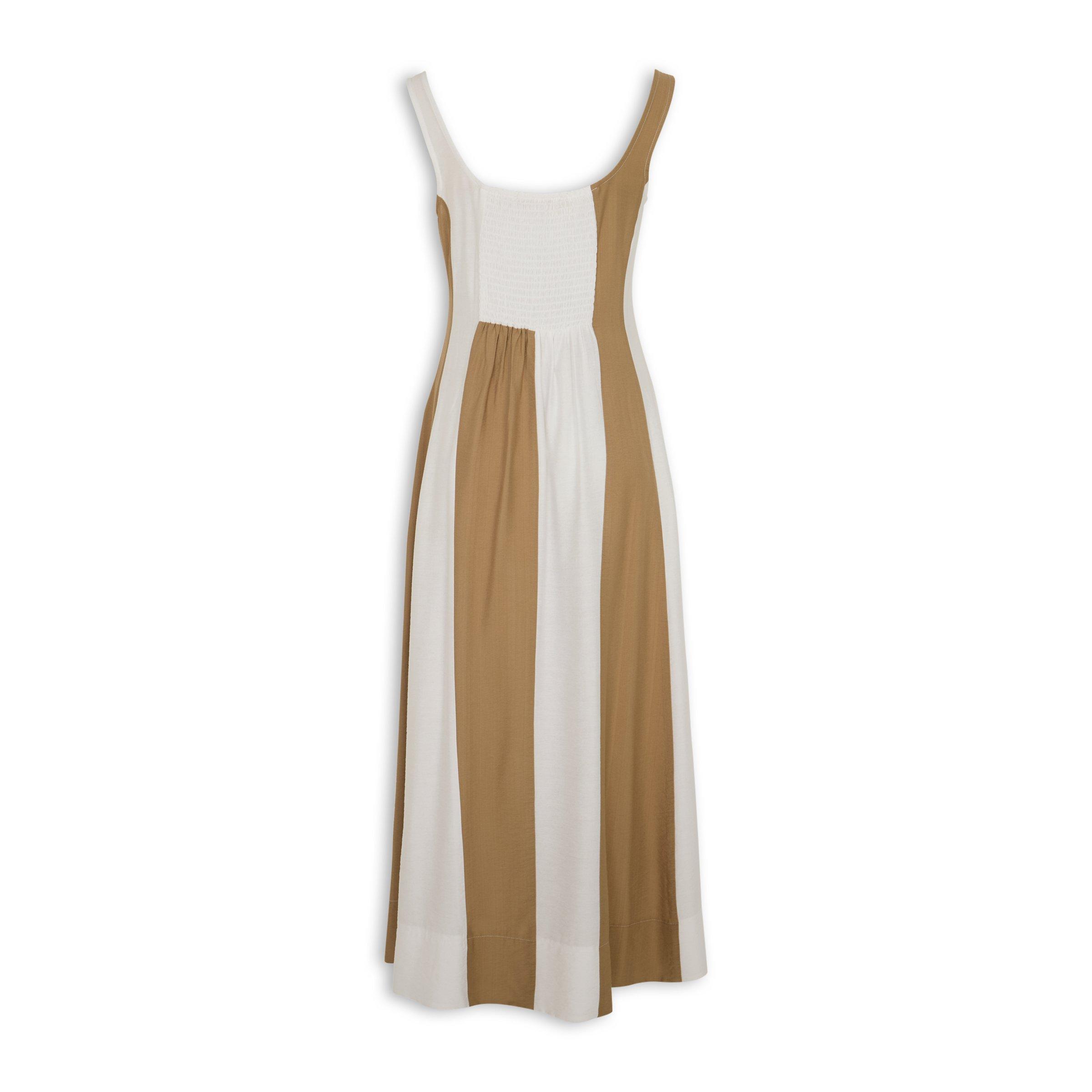 Stone Beige & White Colour Blocked Dress (3238521) | Ginger Mary