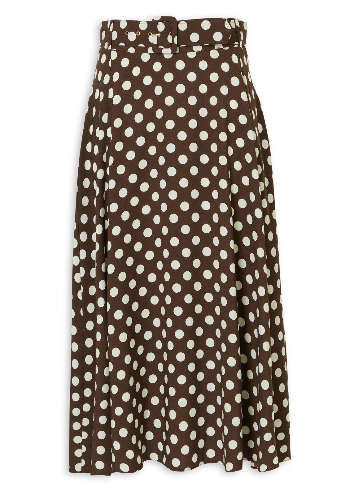 Belted Brown Polka Dot Skirt (3238573) | Finnigans
