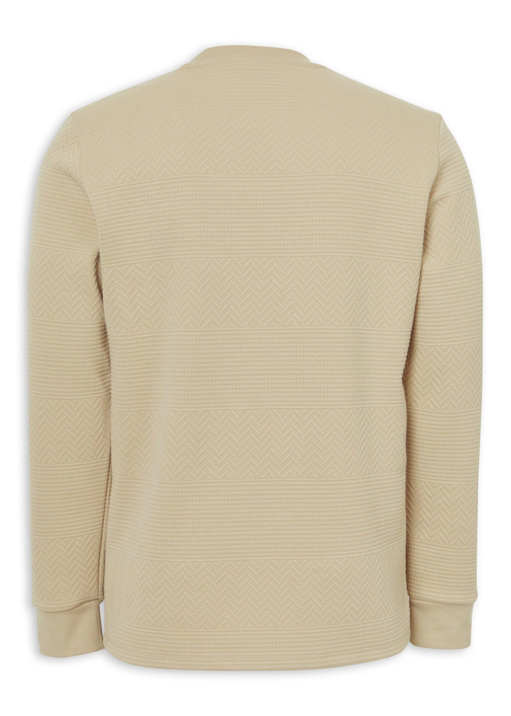 Beige Textured Long Sleeve Top (3238774) | UZZI