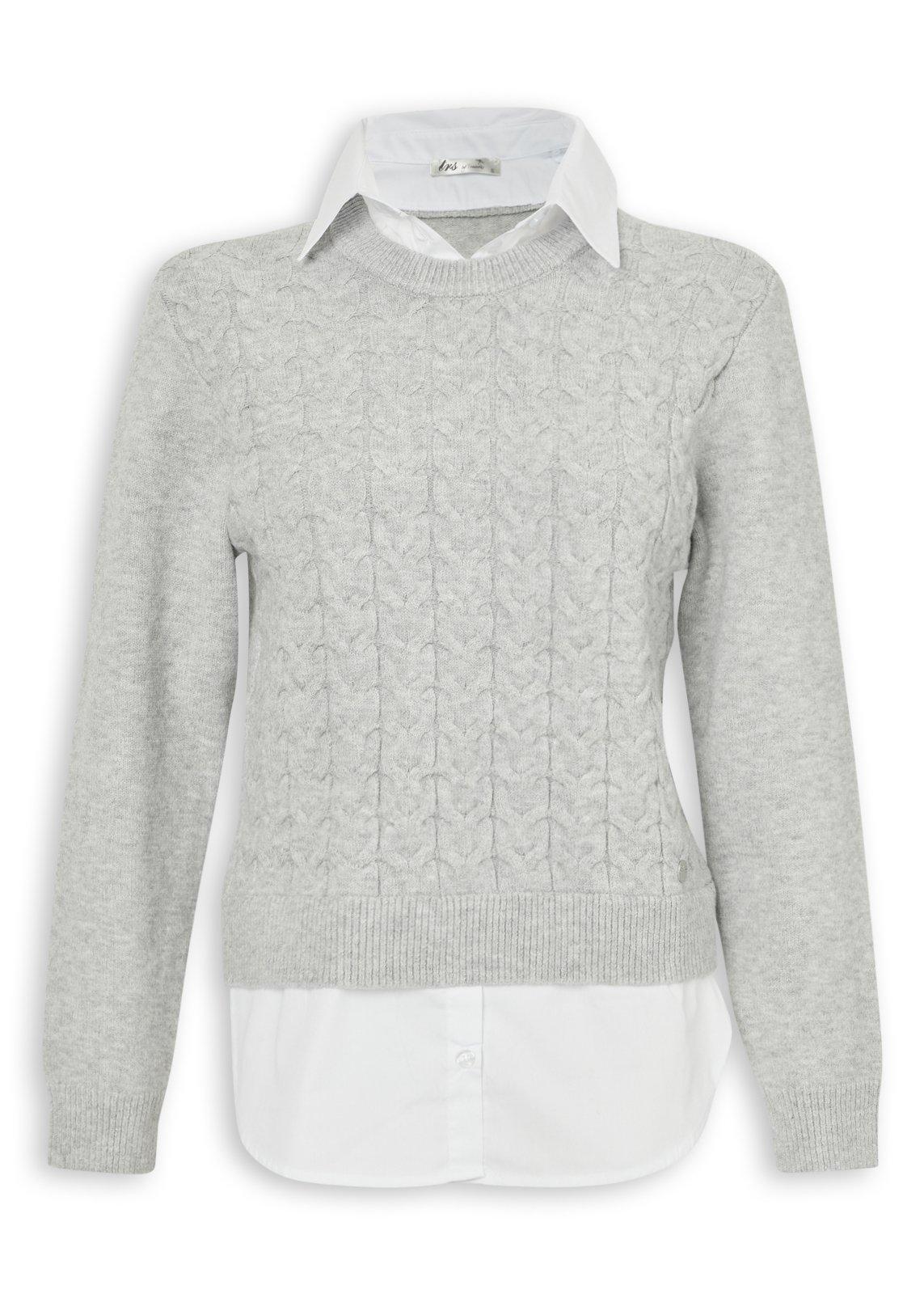 Grey Cabled Knit Twofer (3239018) | TRS