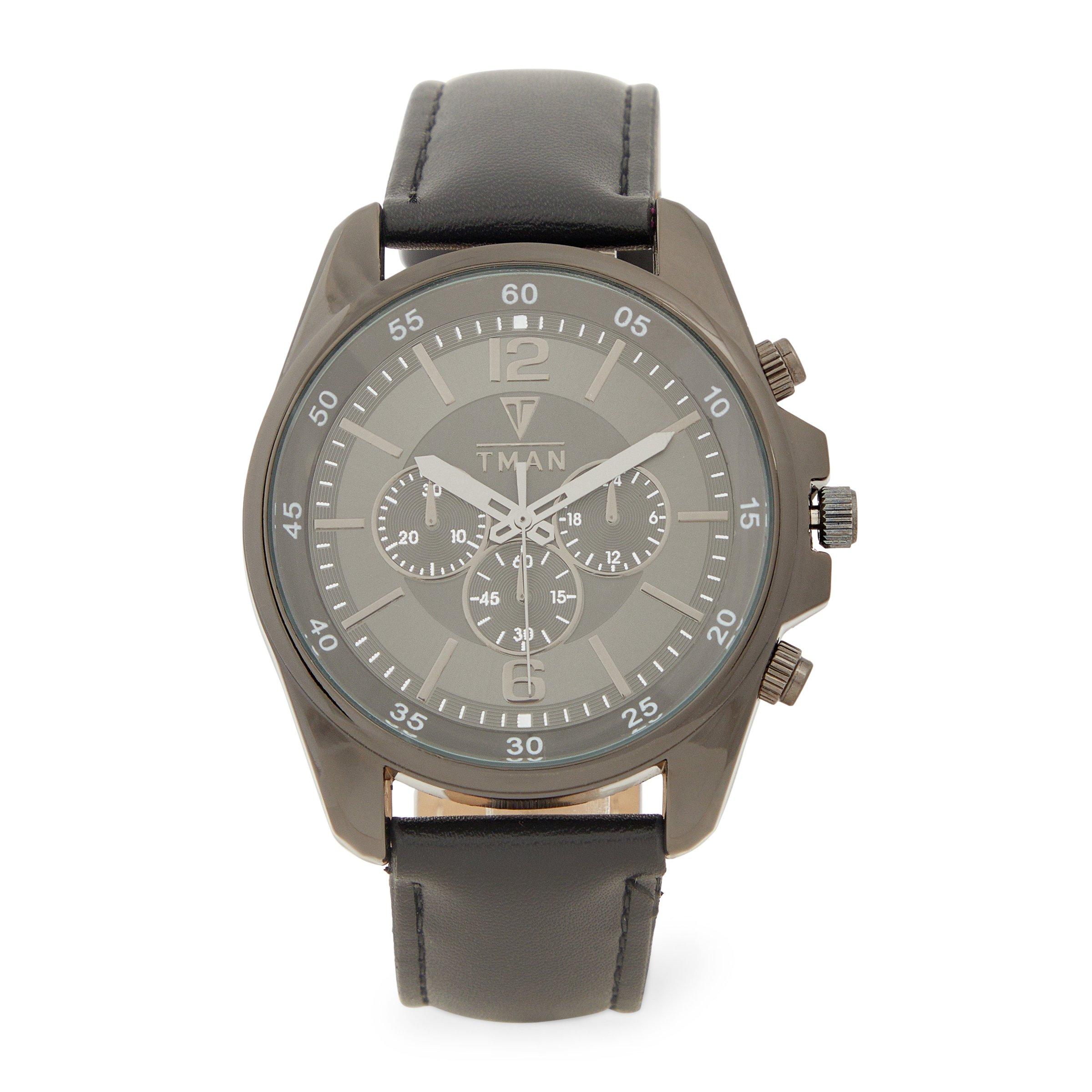 TMAN Black and Gunmetal PU Watch (3239270) | Truworths