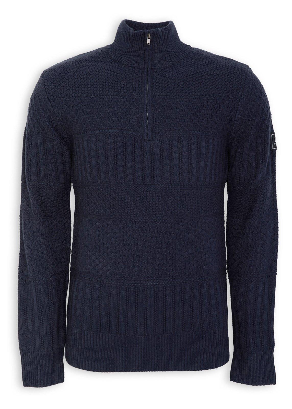 Navy Quarter-zip Knit Sweater (3239314) | UZZI