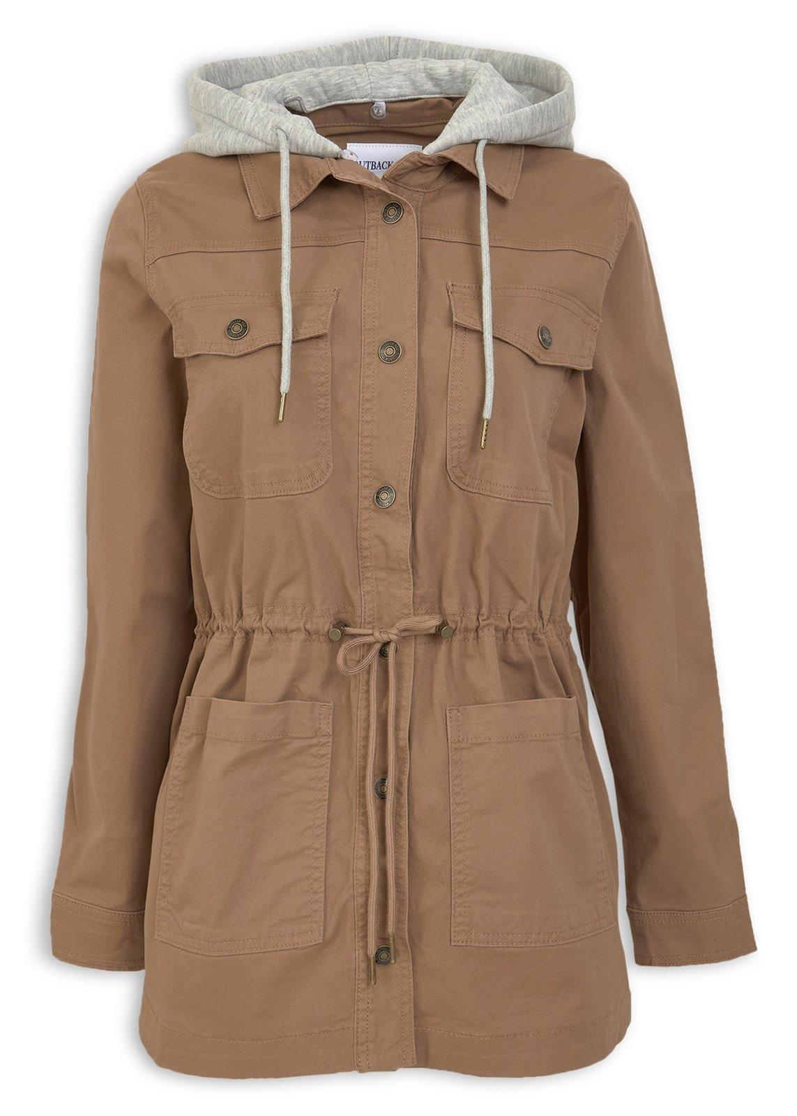 Tan Brown Hooded Utility Parker Jacket (3239318) | OUTBACK RED