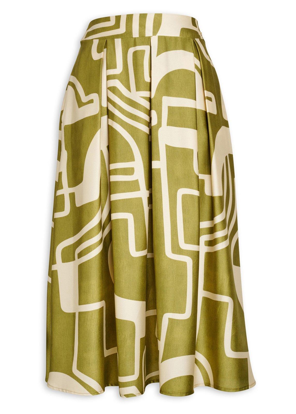 Green Abstract Print Full Skirt (3239444) | Finnigans