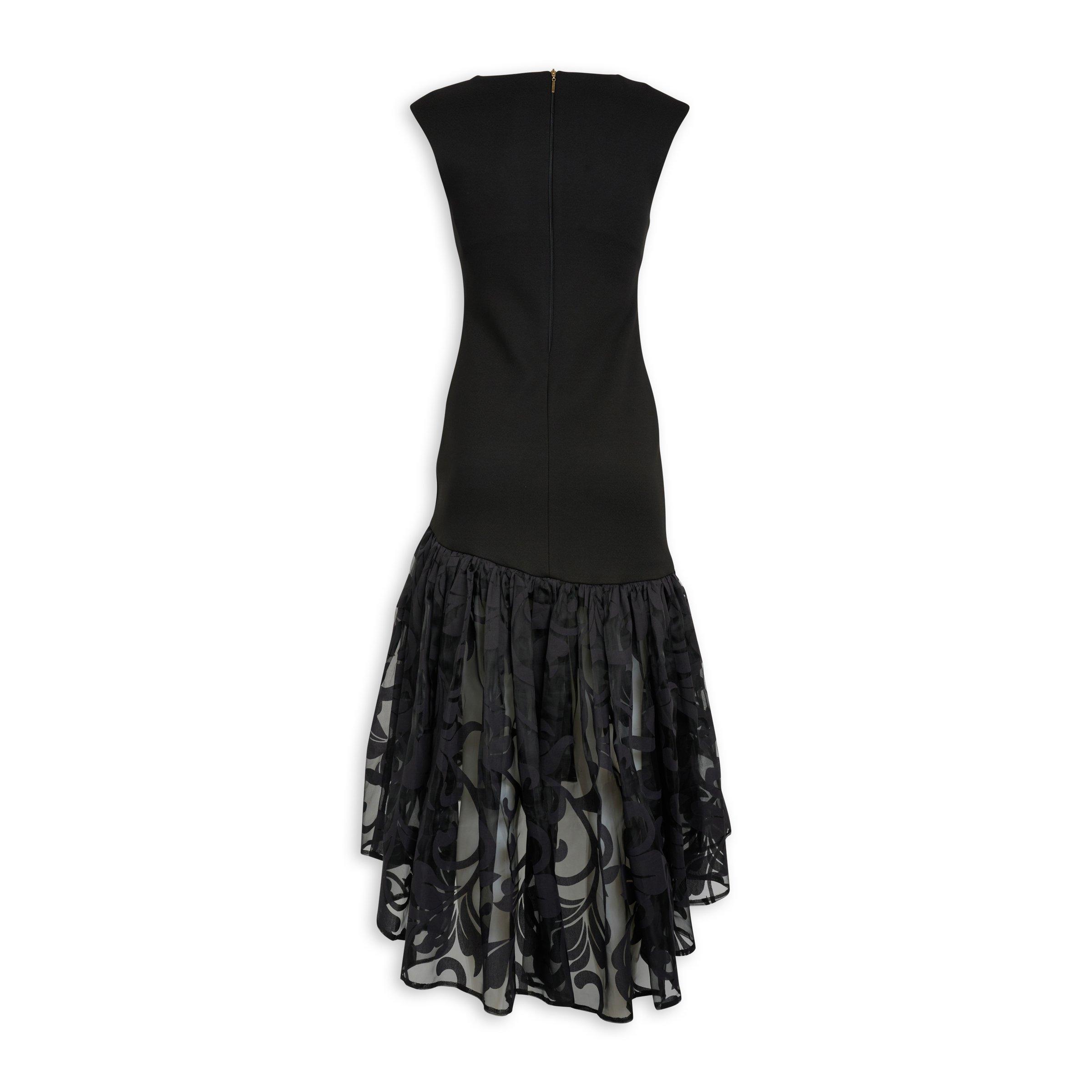 Black Organza Trim Bodycon Dress (3239521) | Essence