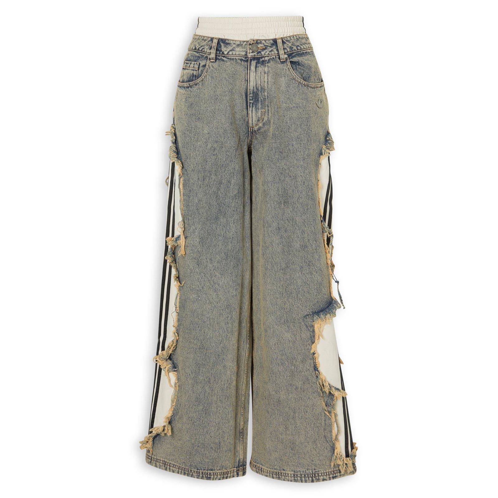 Beige Adilenium 5.0 Deconstructed Denim Pants (3239686) | Adidas