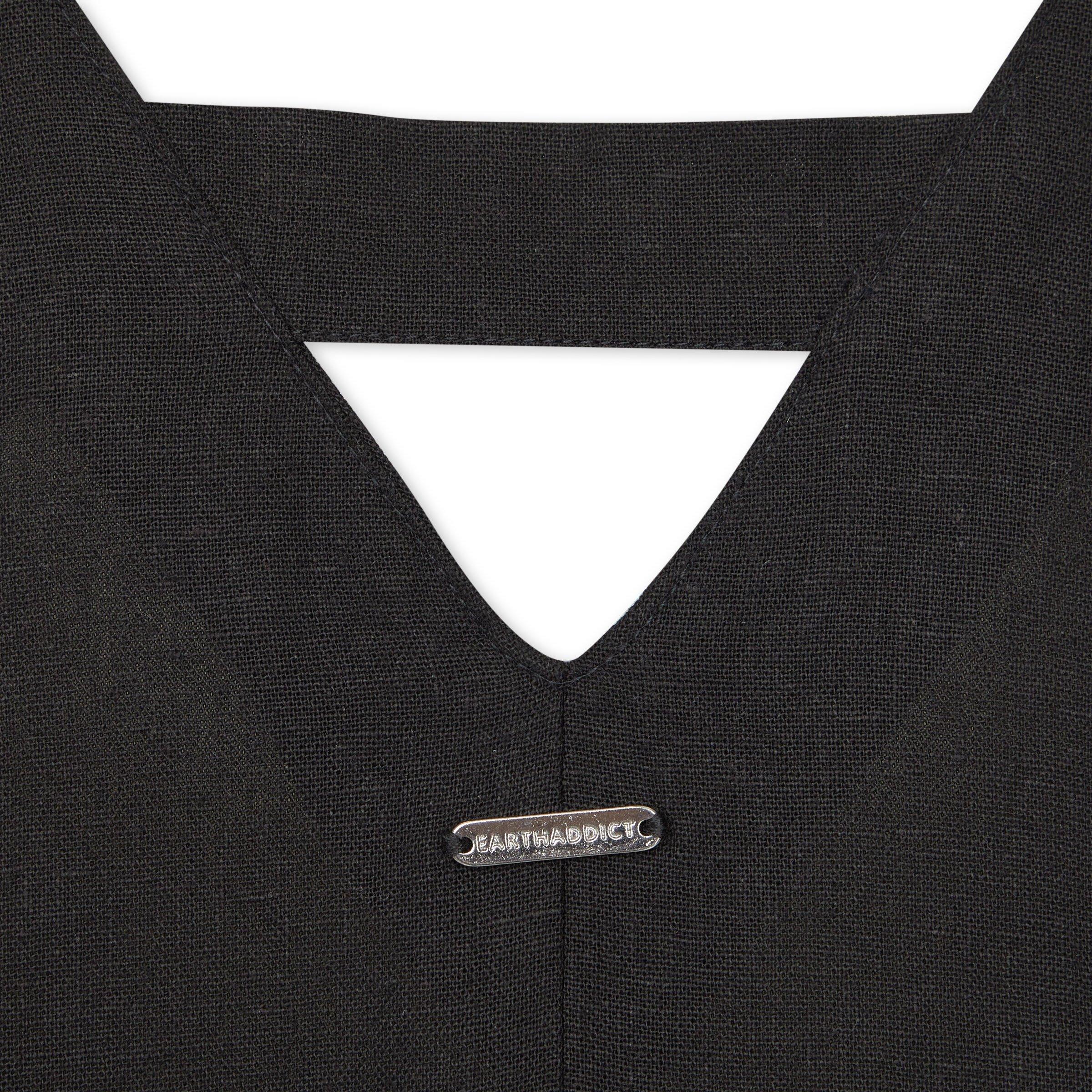 Black Linen Blend Trapeze Dress (3239698) | Earthaddict