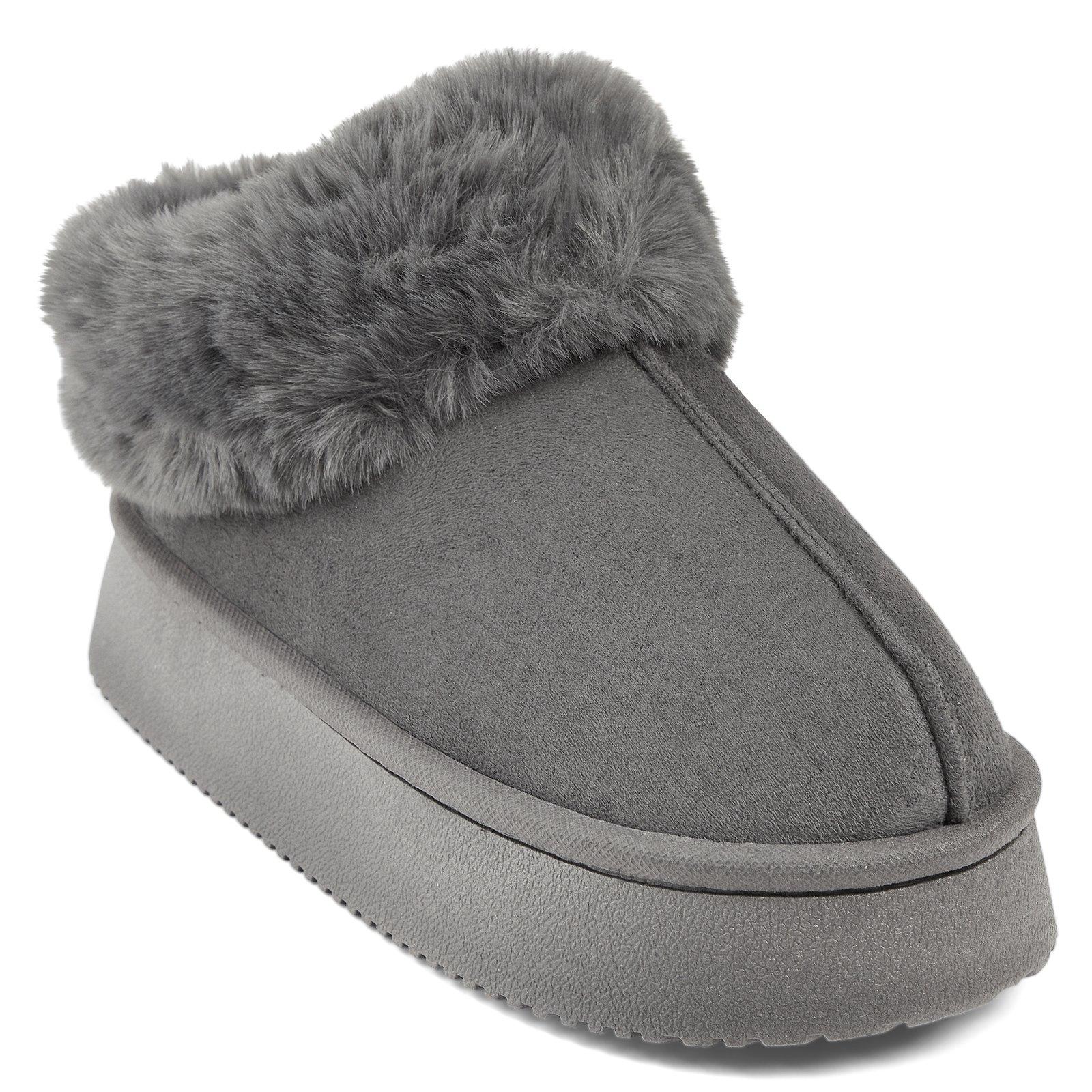 ＮＮＮふわり４８ Grey Built Up Closed Back Slippers (3239716) | Identity