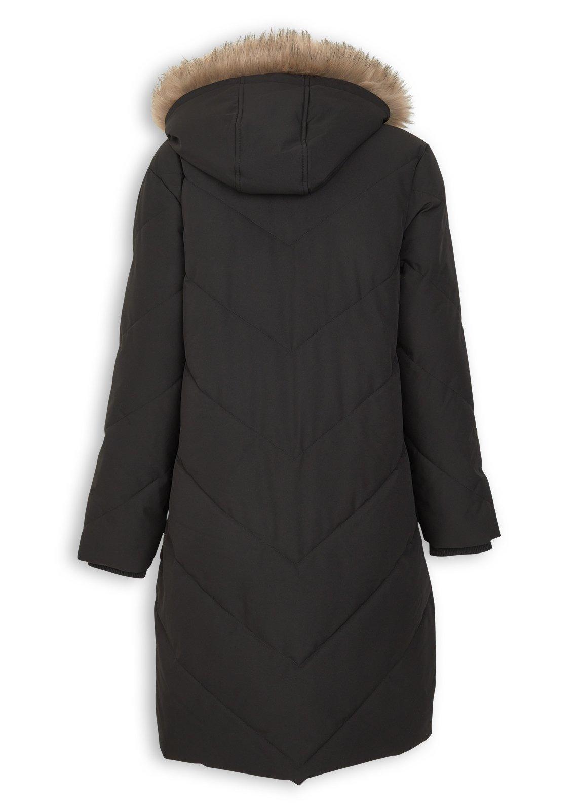 Black Faux Fur Trim Hooded Jacket (3239827) | Inwear