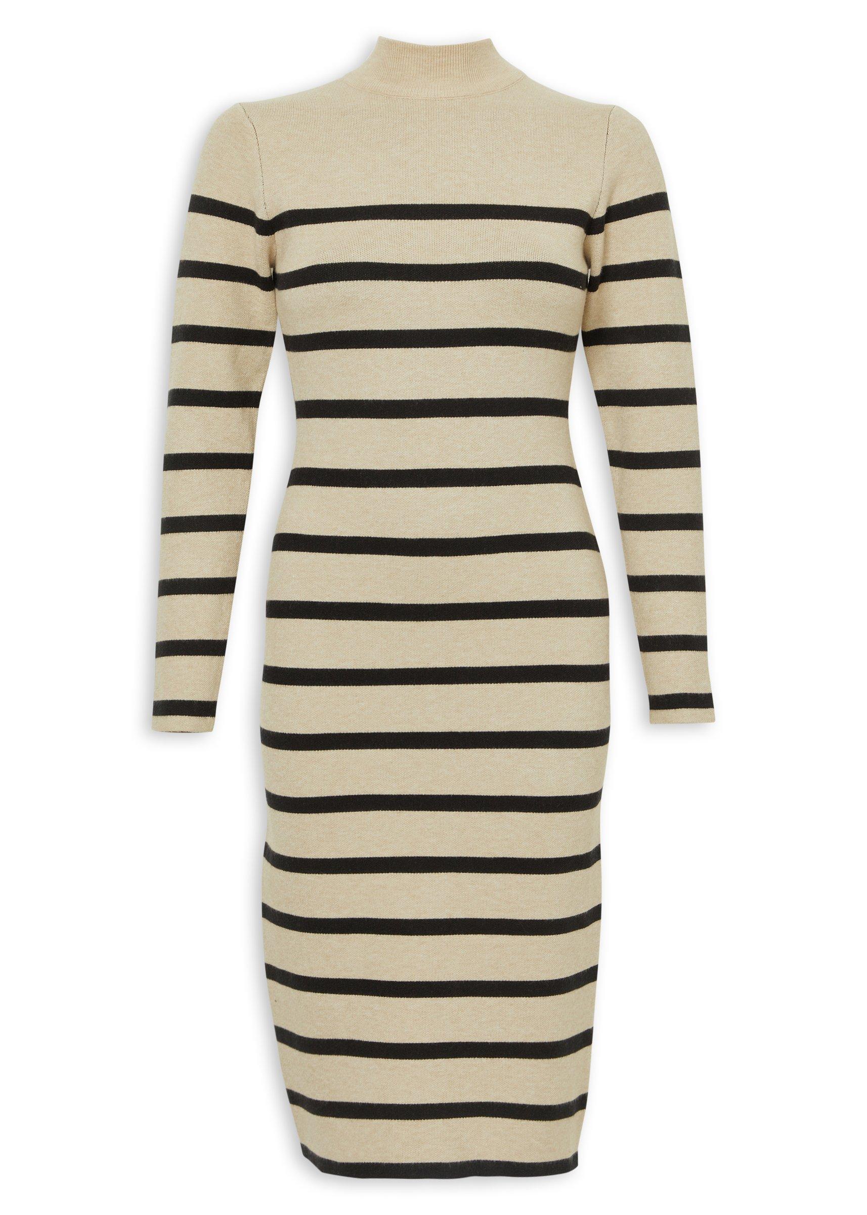 Beige Stripe Knitwear Dress (3239861) | Identity