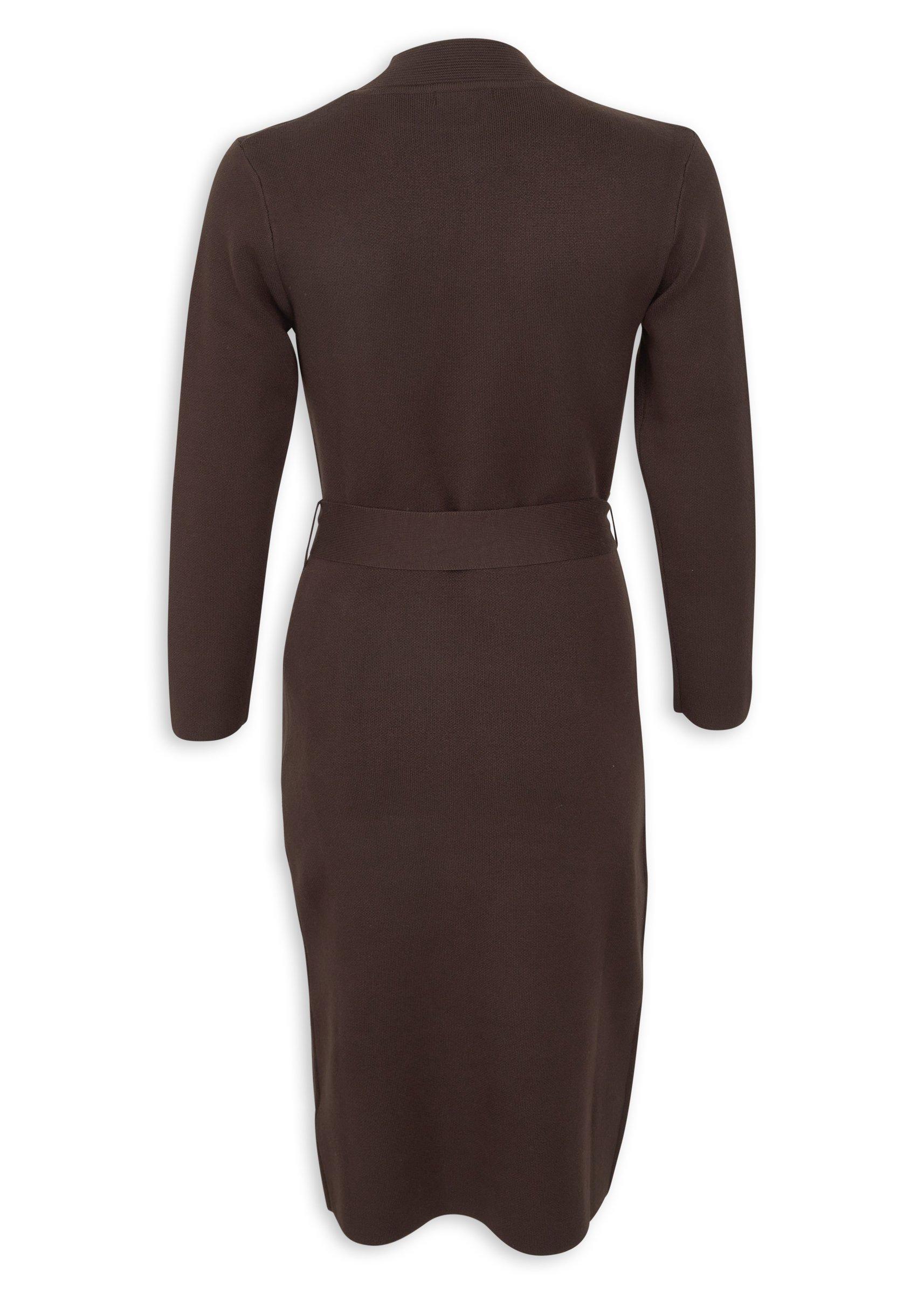 Brown Knit Mock Neck Midi Dress (3239882) | Daniel Hechter