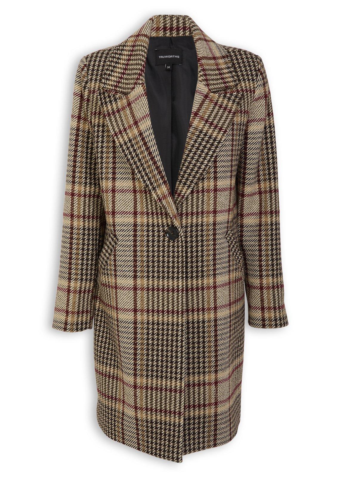 todayful Over Check Coat 36 美品 Brown Plaid Check Coat (3240048) | Truworths