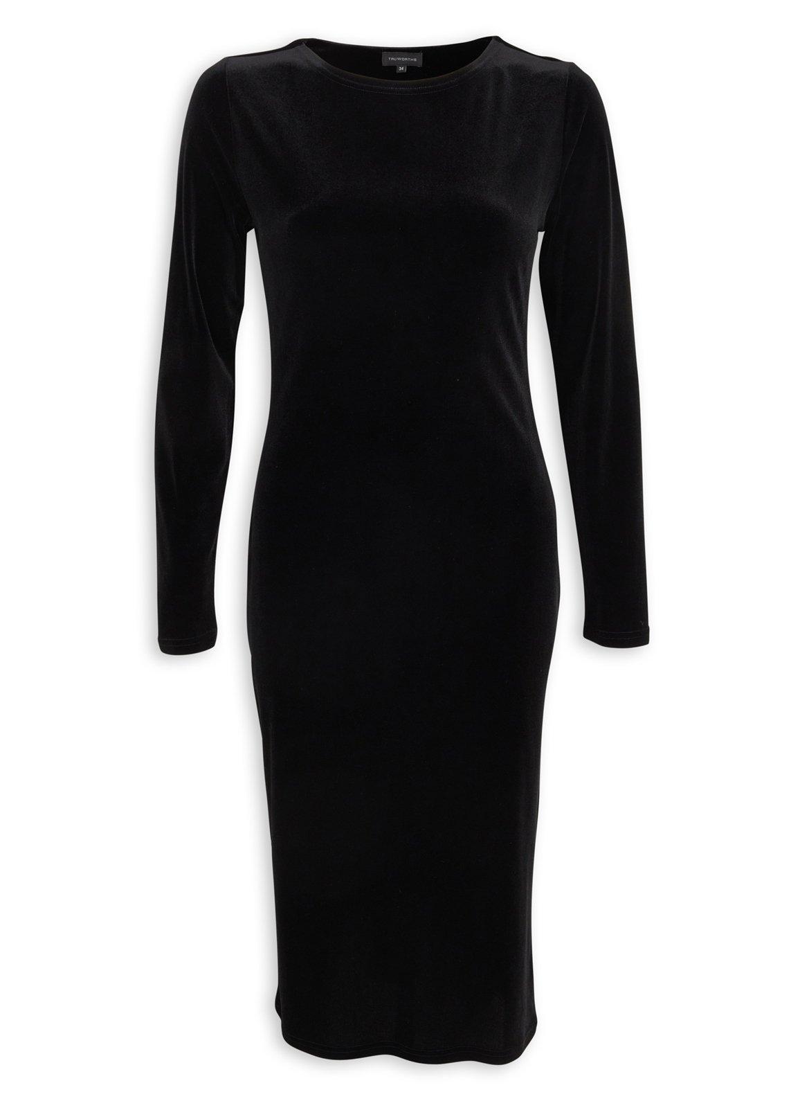 Black Velvet Long Sleeve Dress (3240171)